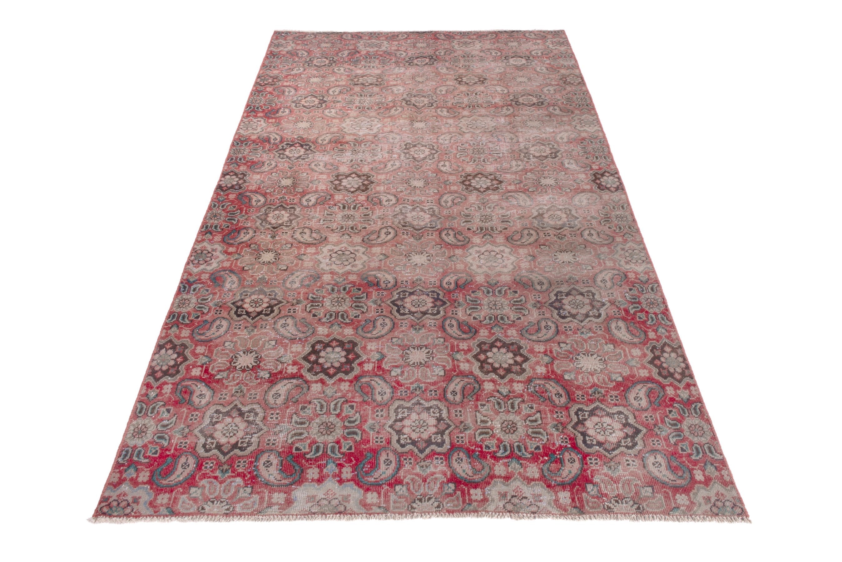 Persian Mahal area rug in faded red and muted pink, view 3 of 17