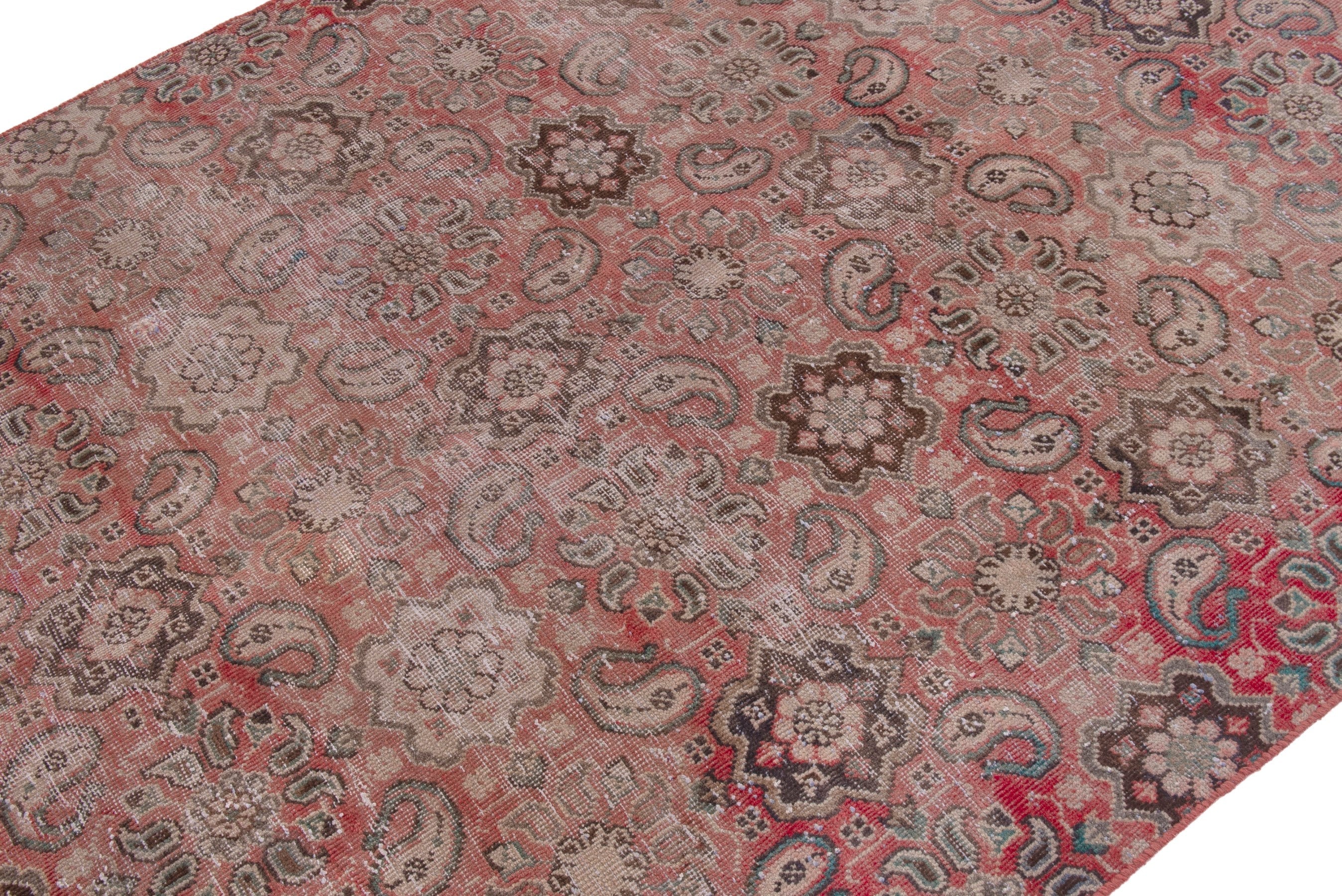 Persian Mahal area rug in faded red and muted pink, view 6 of 17