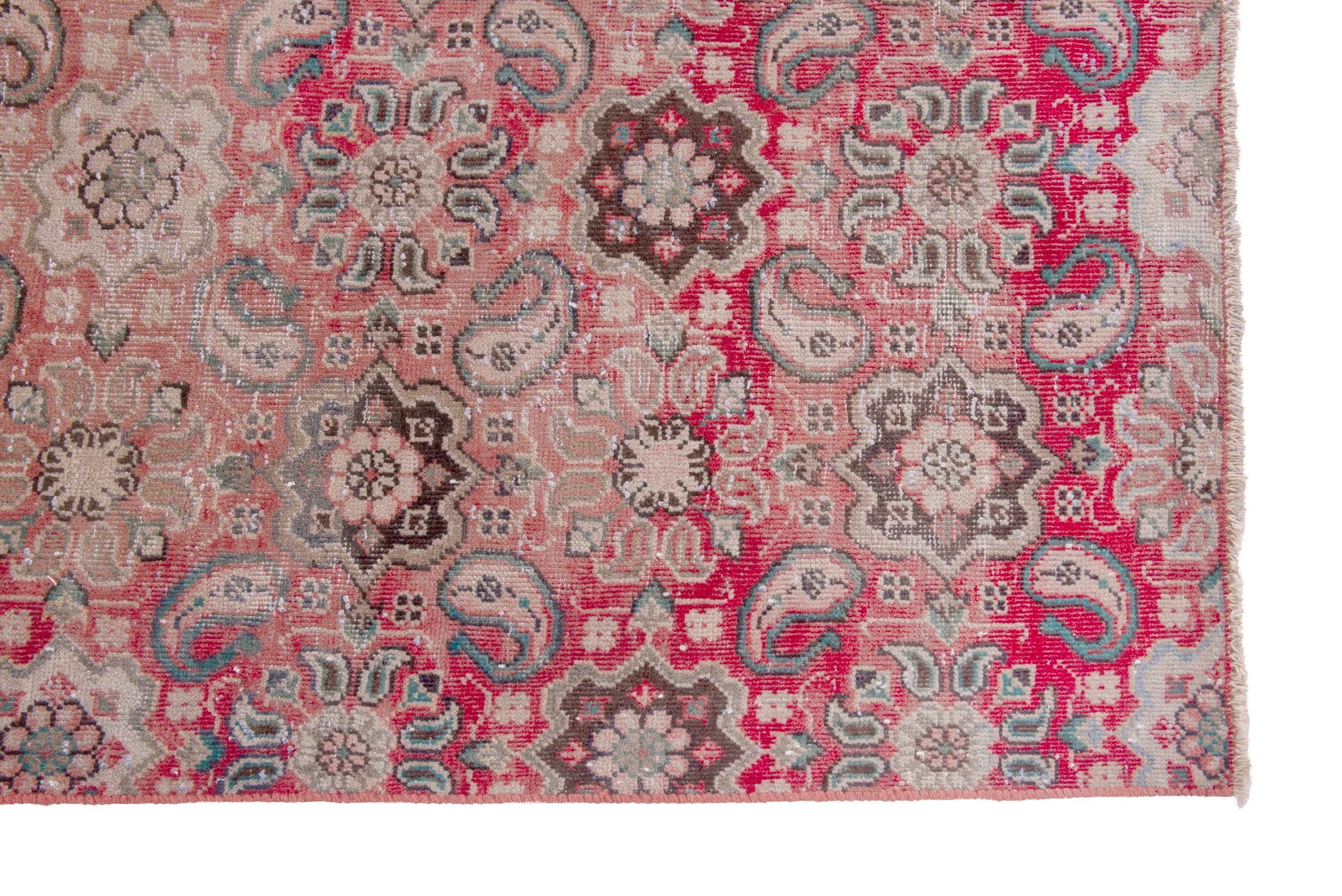 Persian Mahal area rug in faded red and muted pink, view 5 of 17