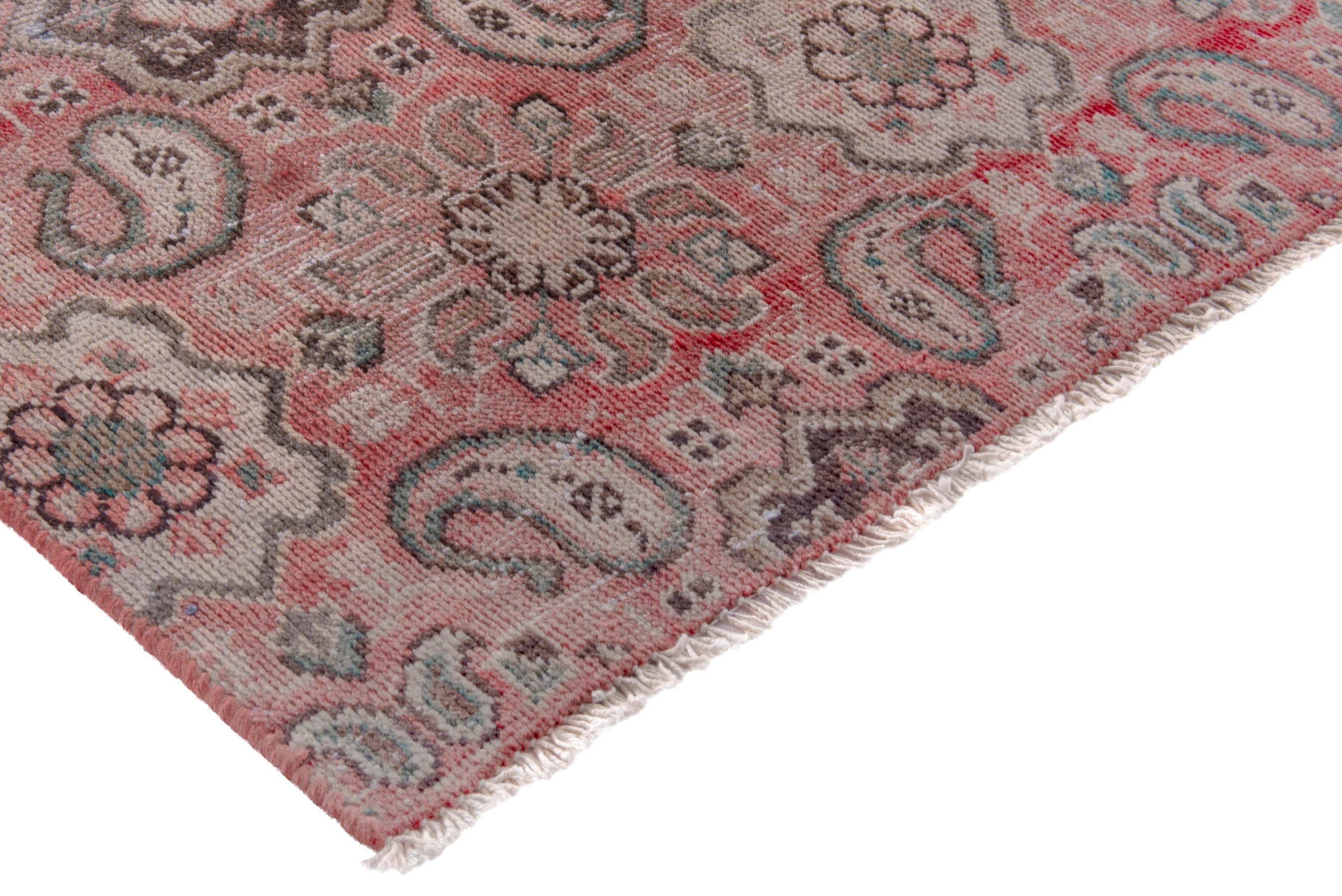 Persian Mahal area rug in faded red and muted pink, view 4 of 17