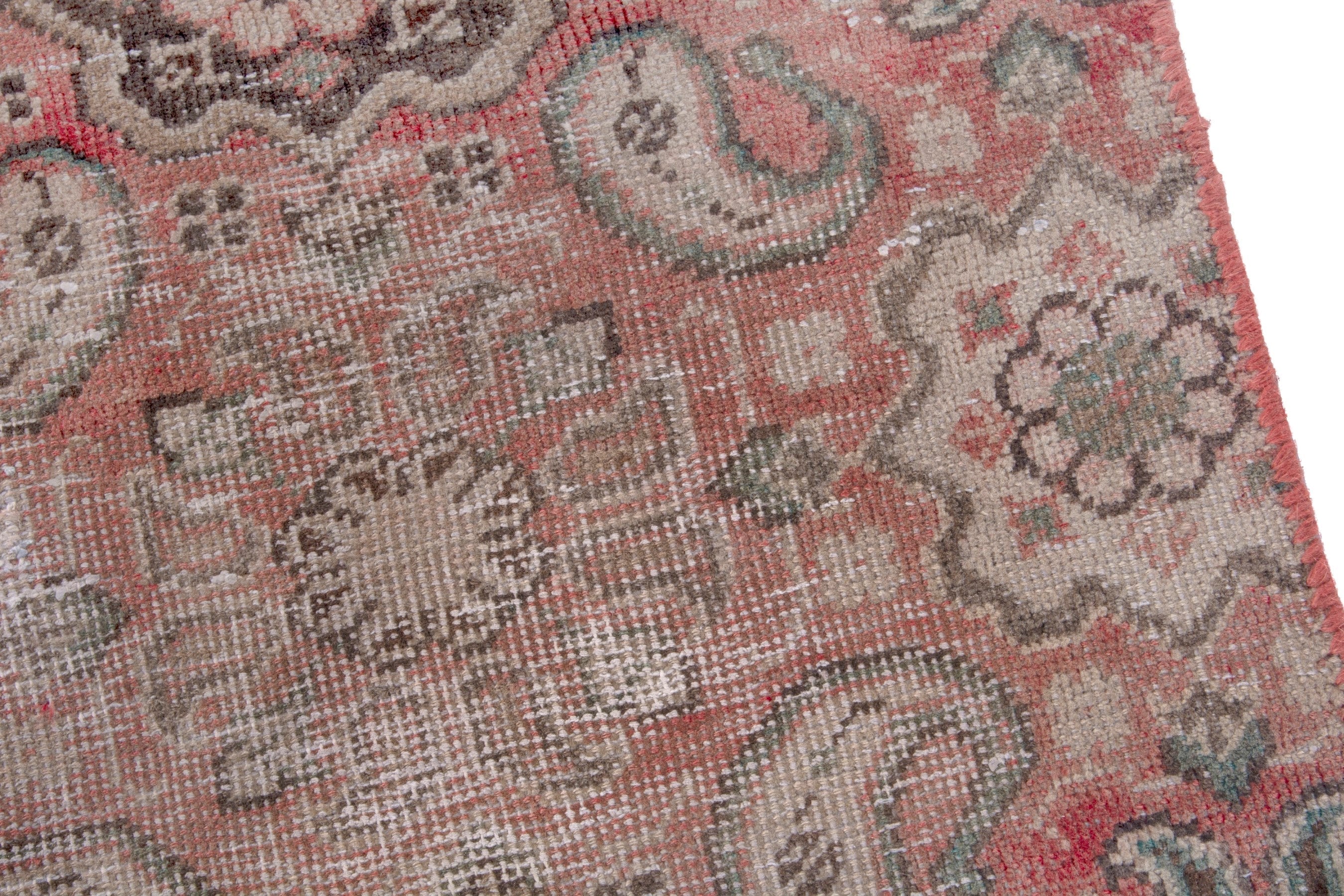 Persian Mahal area rug in faded red and muted pink, view 7 of 17
