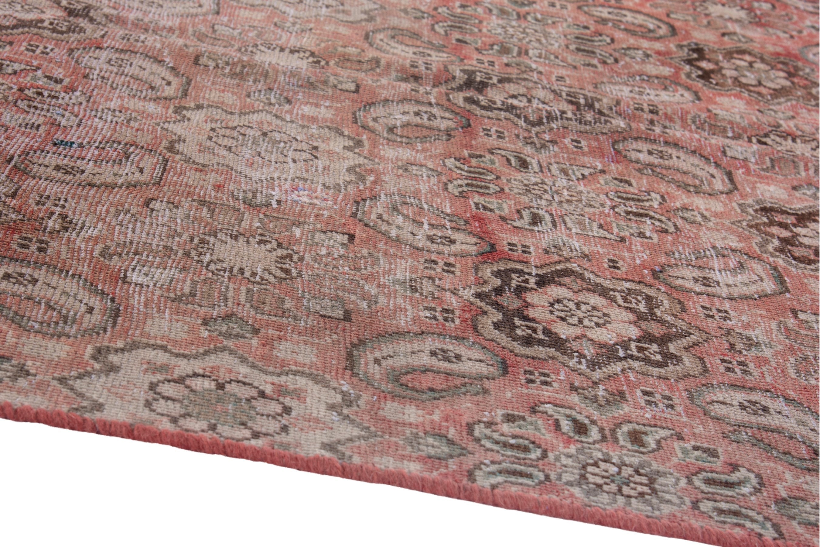 Persian Mahal area rug in faded red and muted pink, view 8 of 17
