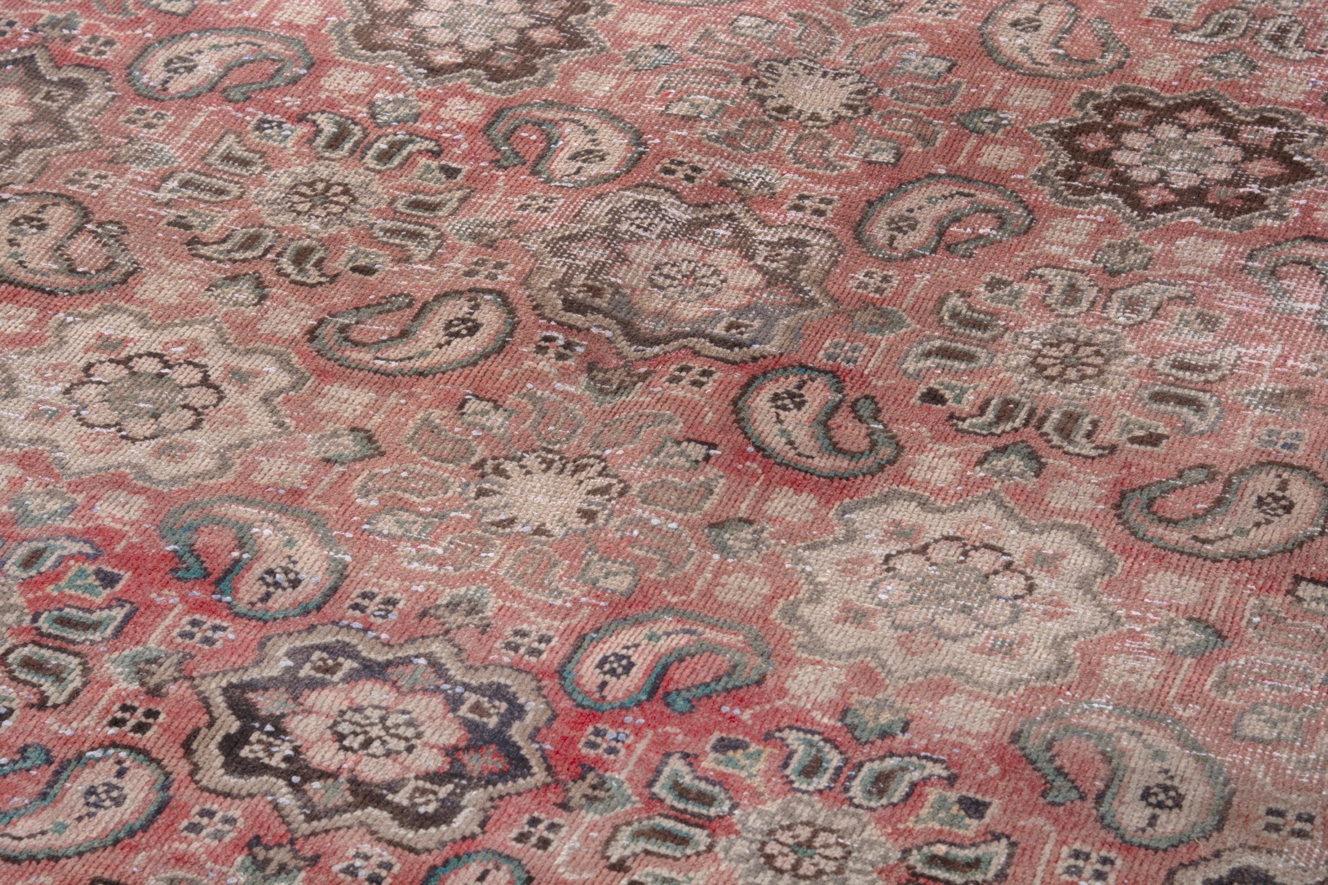 Persian Mahal area rug in faded red and muted pink, view 9 of 17