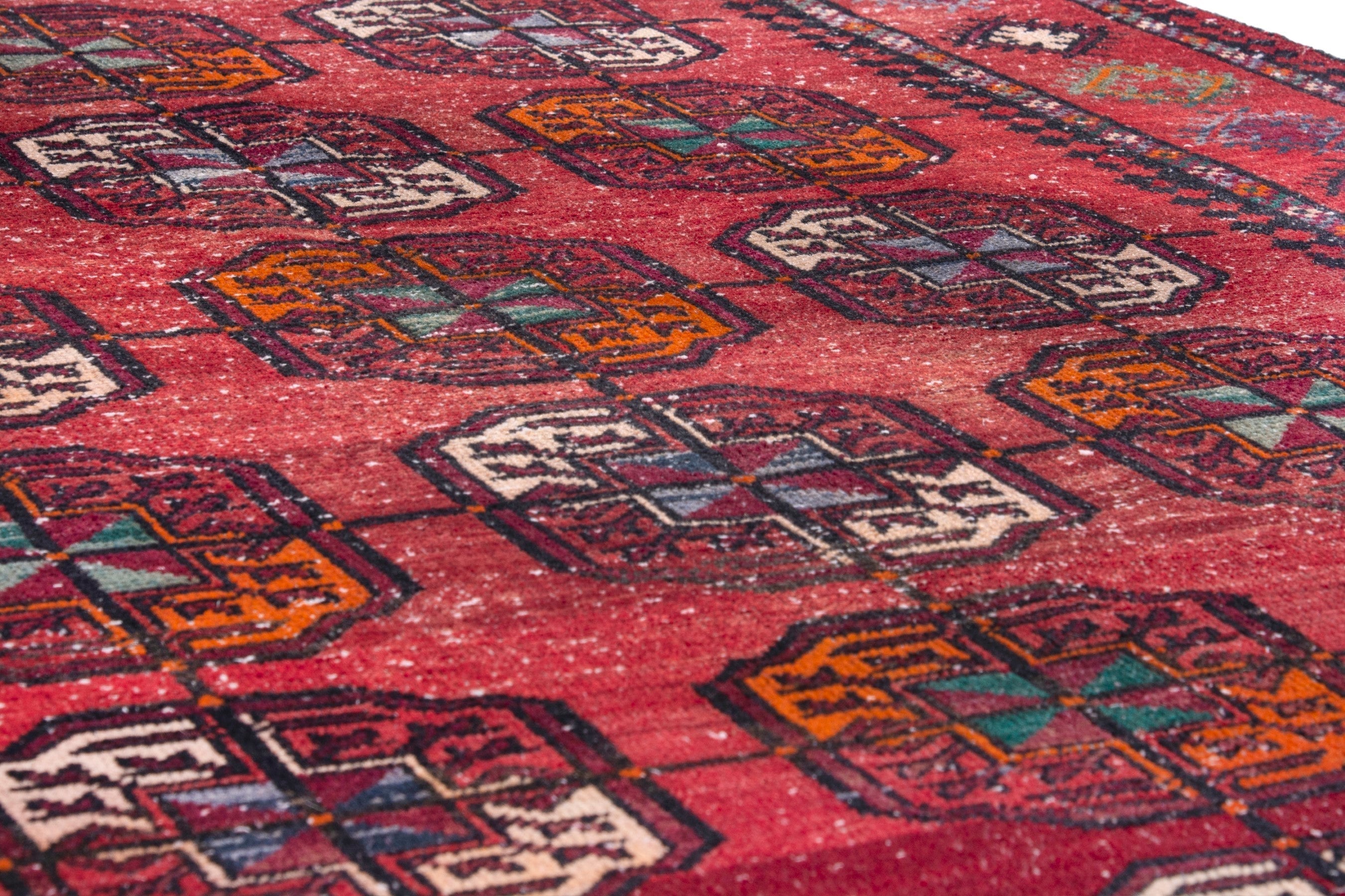 Persian Ghoochan area rug in deep red and faded red, view 10 of 19