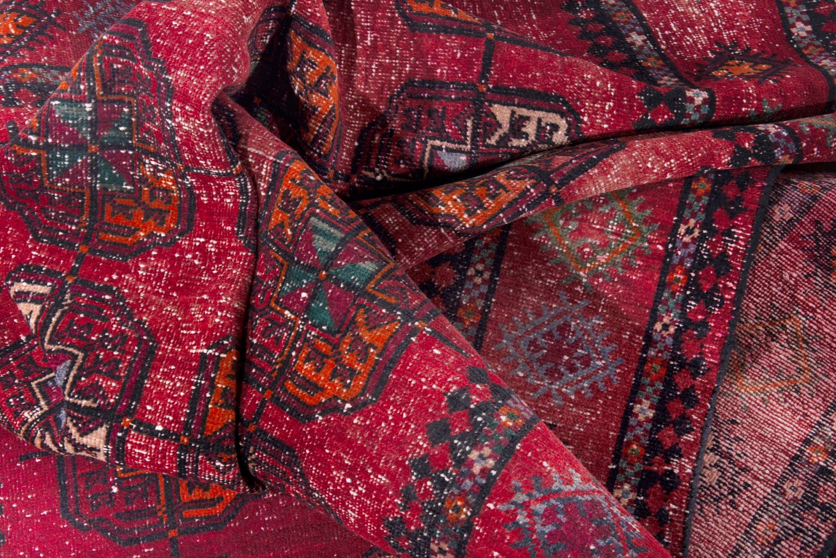 Persian Ghoochan area rug in deep red and faded red, view 16 of 19