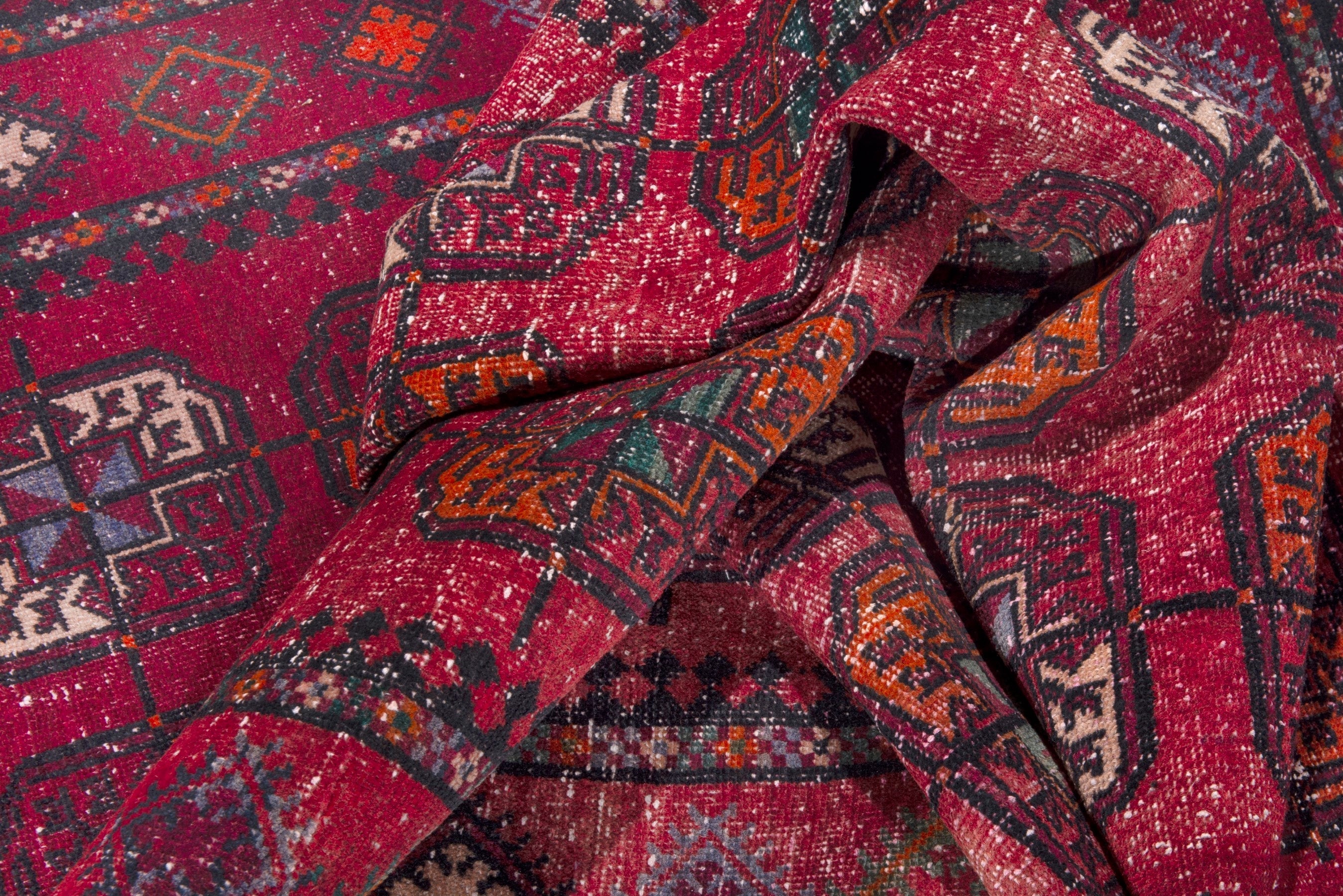 Persian Ghoochan area rug in deep red and faded red, view 17 of 19
