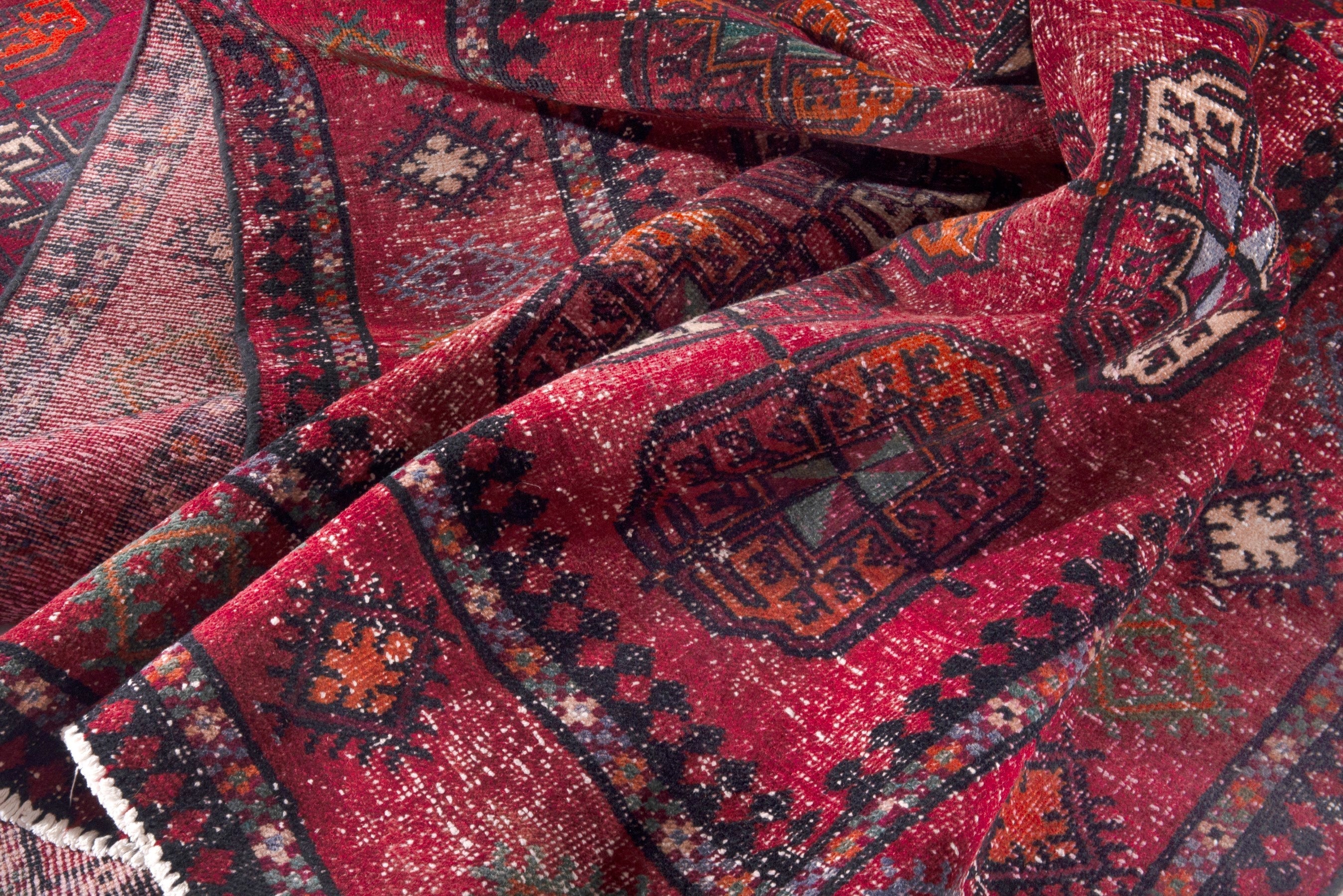 Persian Ghoochan area rug in deep red and faded red, view 18 of 19