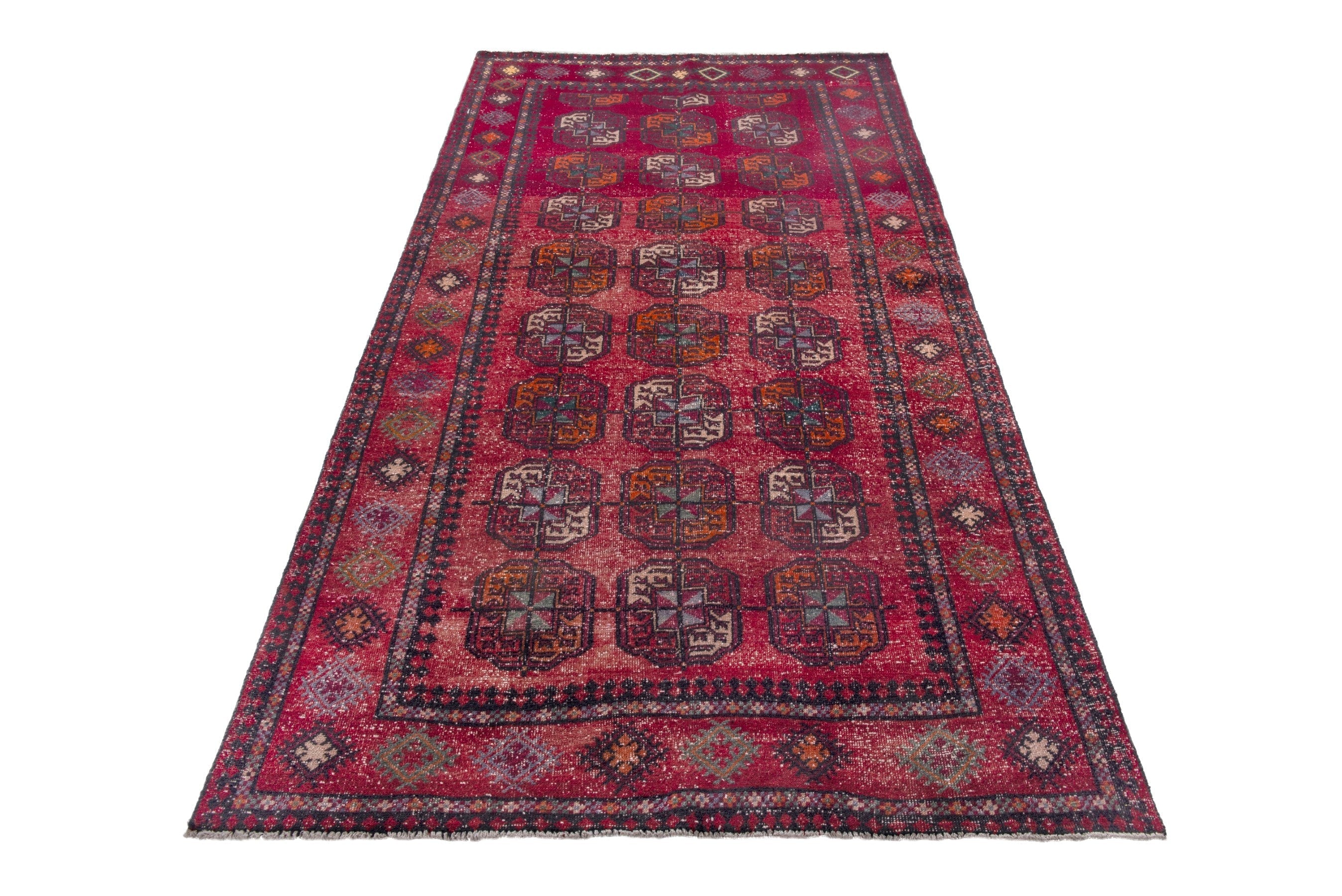 Persian Ghoochan area rug in deep red and faded red, view 2 of 19
