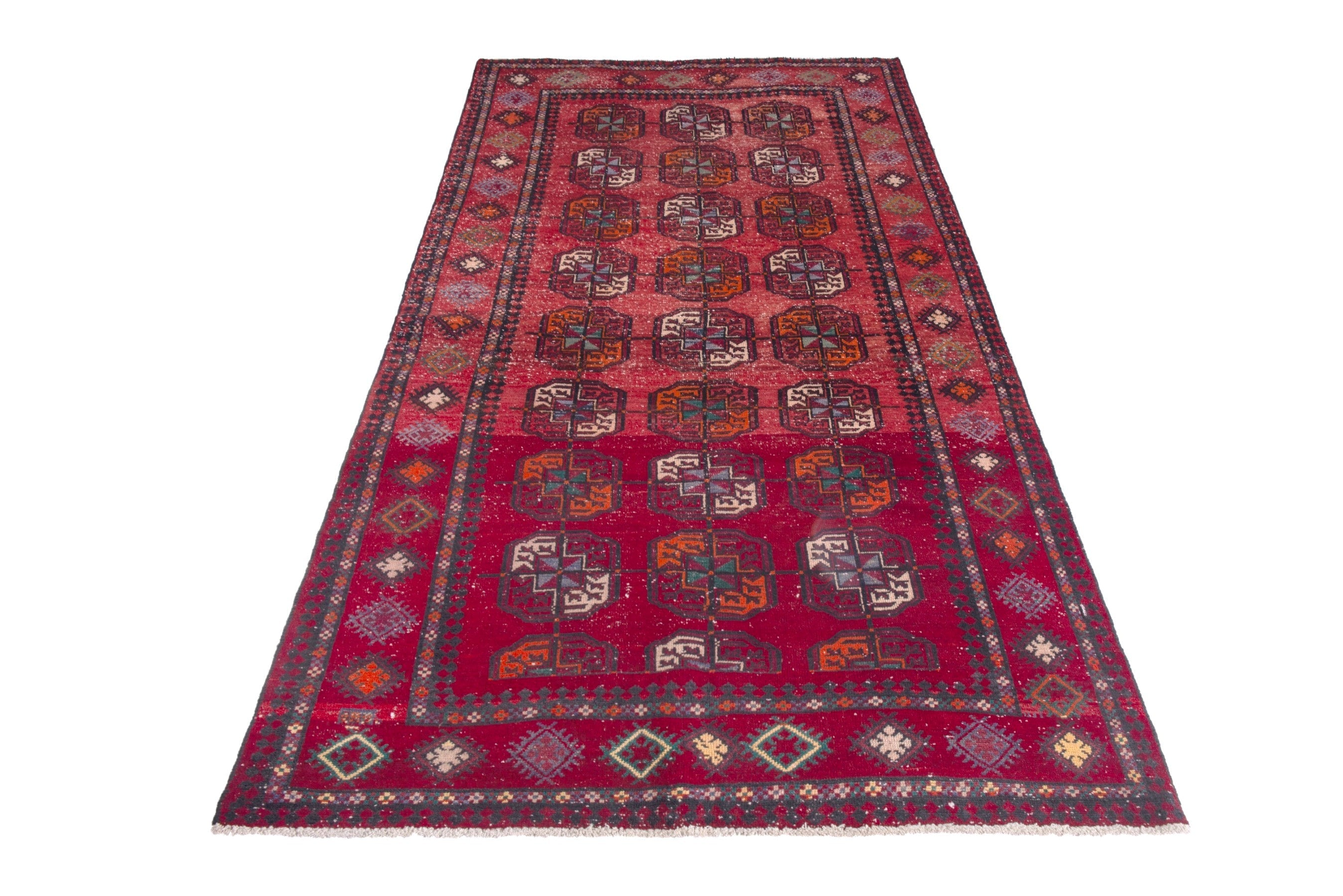 Persian Ghoochan area rug in deep red and faded red, view 3 of 19