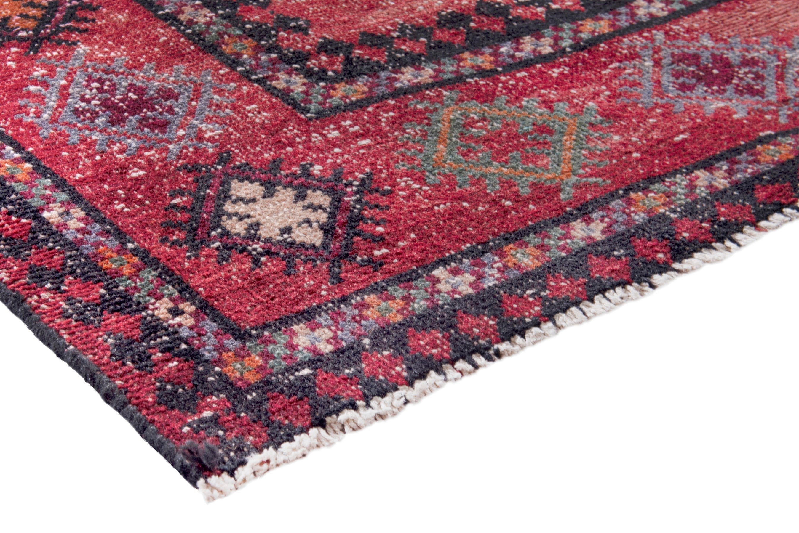 Persian Ghoochan area rug in deep red and faded red, view 4 of 19