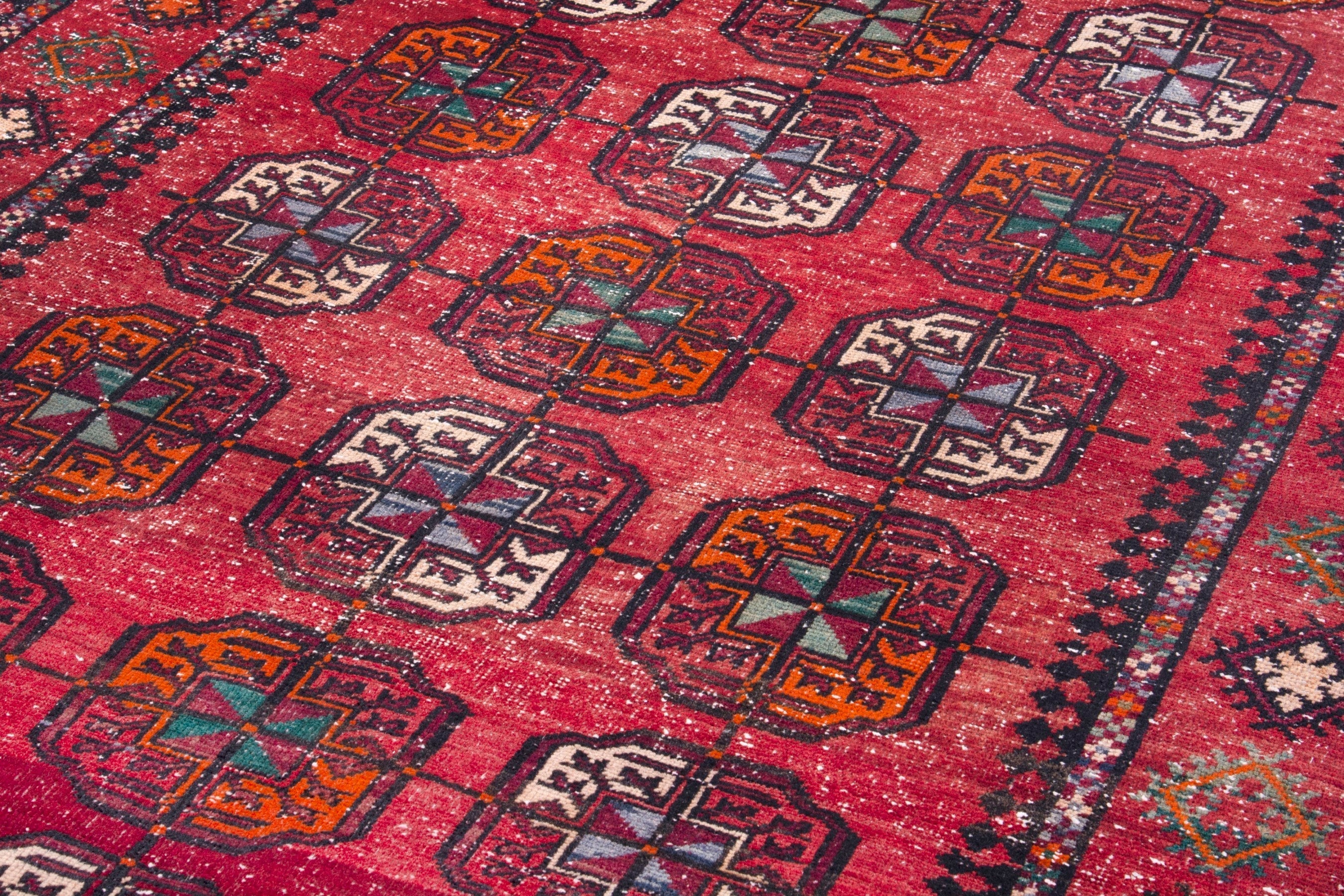 Persian Ghoochan area rug in deep red and faded red, view 9 of 19