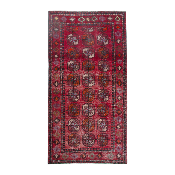 Persian Ghoochan area rug in deep red and faded red, 5'1" x 9'10"