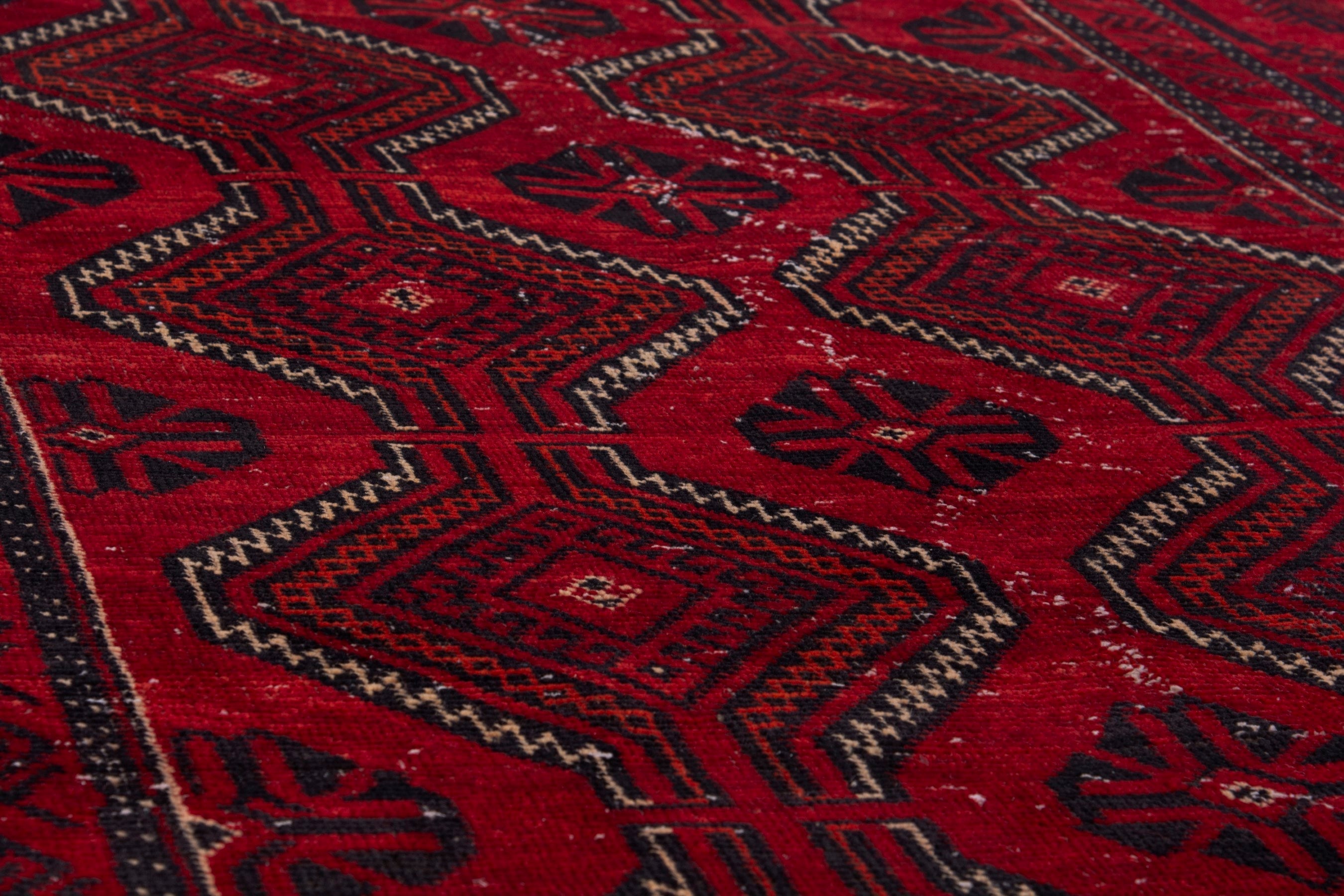 Persian Baluch area rug in deep red and burgundy, view 10 of 17