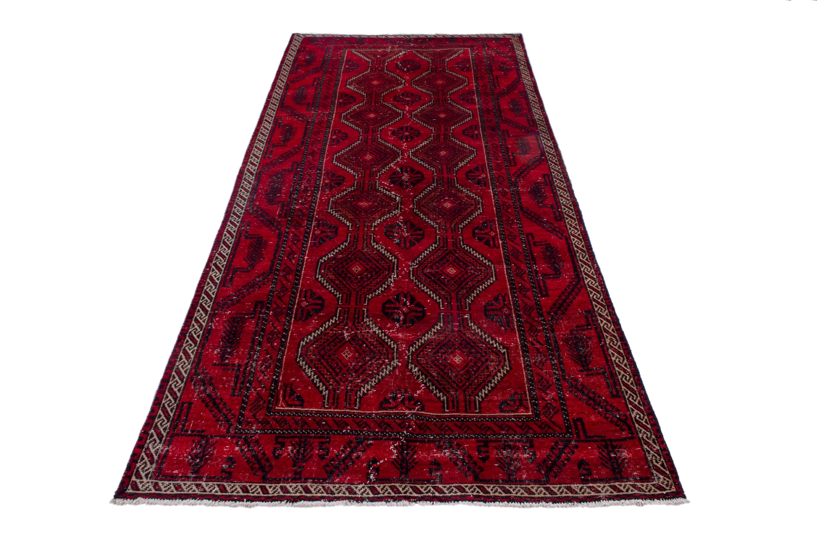 Persian Baluch area rug in deep red and burgundy, view 2 of 17