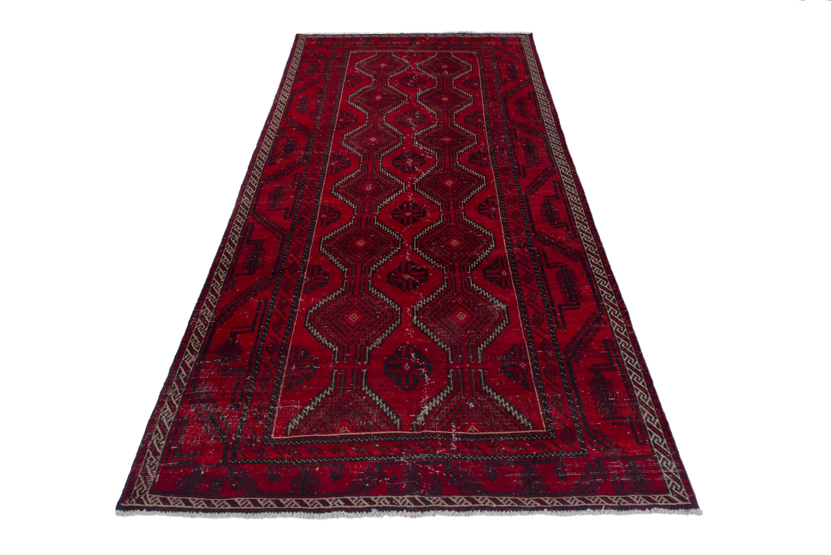 Persian Baluch area rug in deep red and burgundy, view 3 of 17