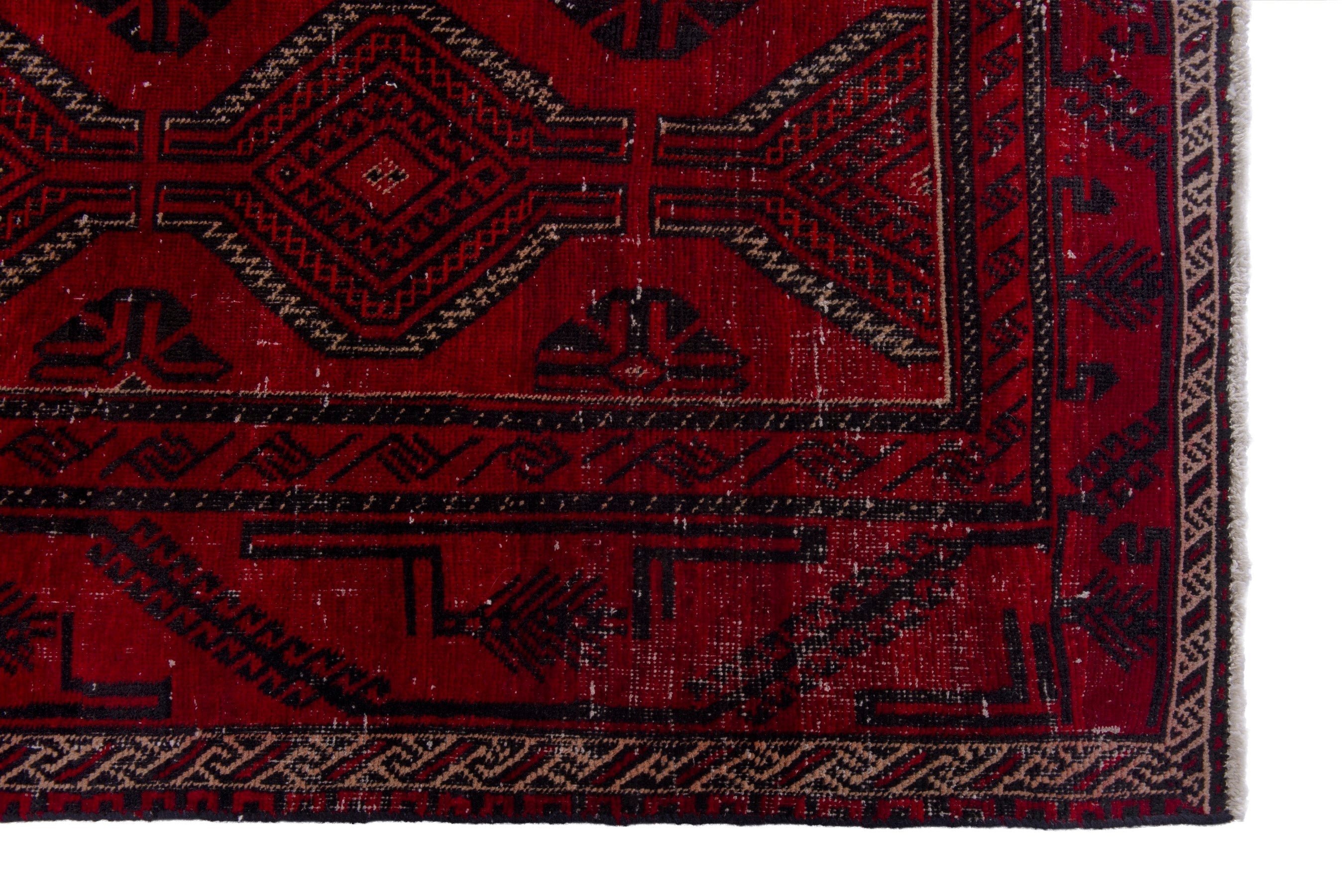 Persian Baluch area rug in deep red and burgundy, view 5 of 17