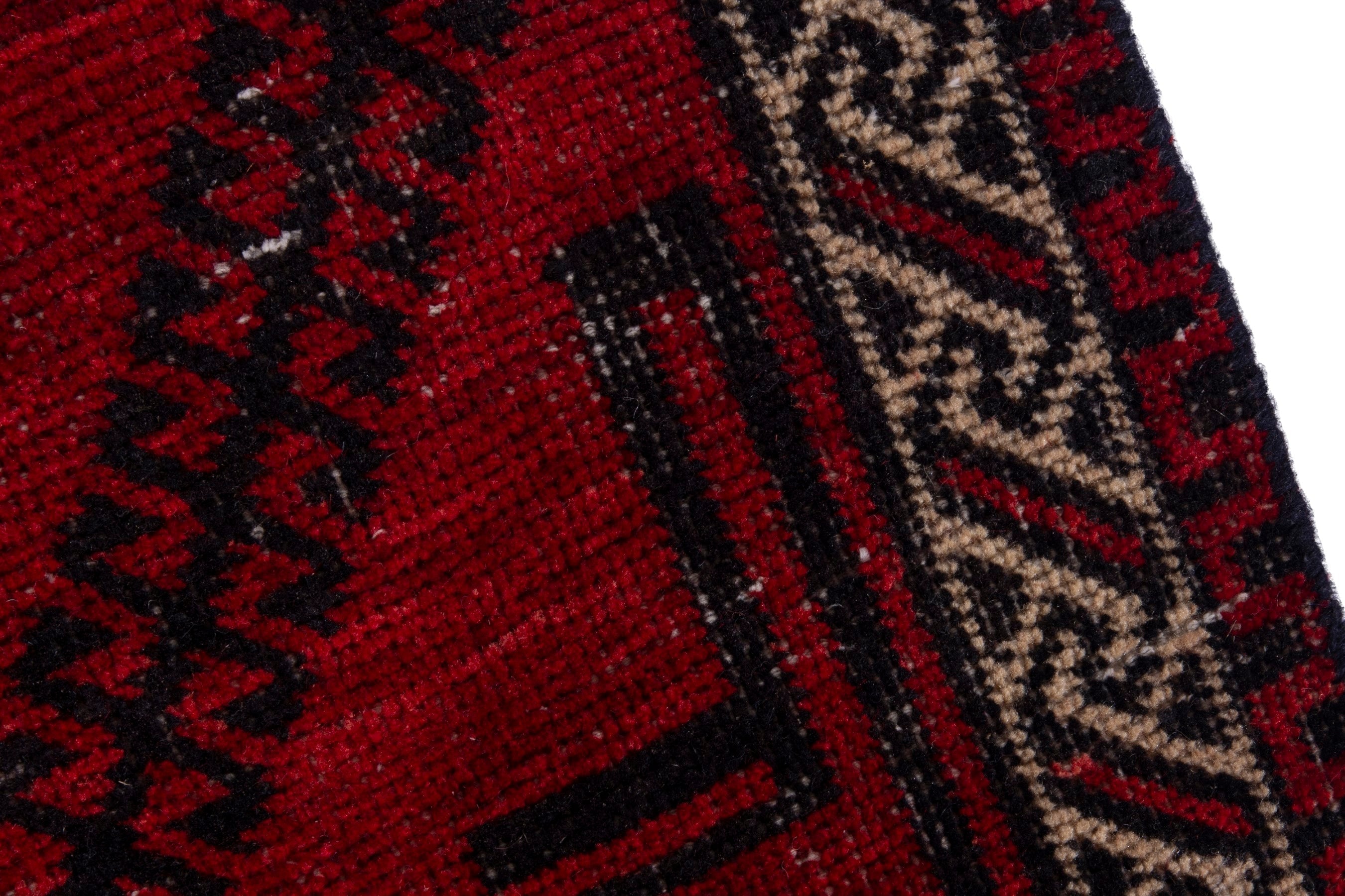 Persian Baluch area rug in deep red and burgundy, view 7 of 17