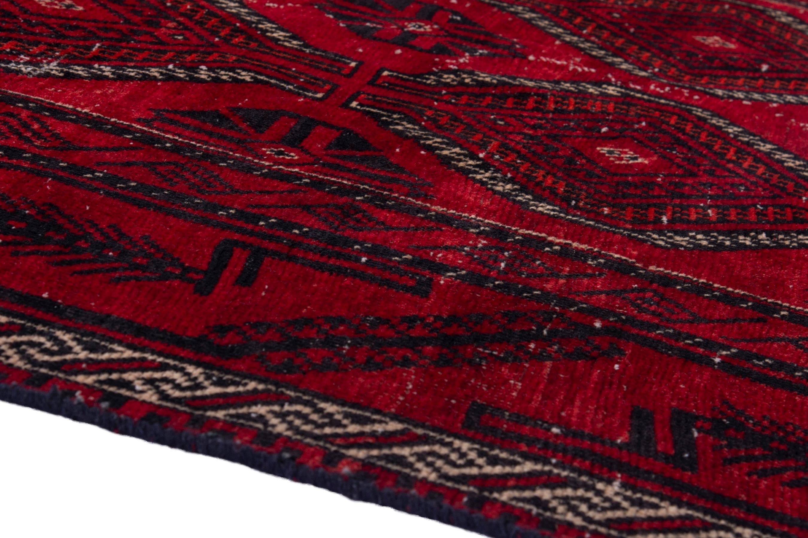 Persian Baluch area rug in deep red and burgundy, view 8 of 17