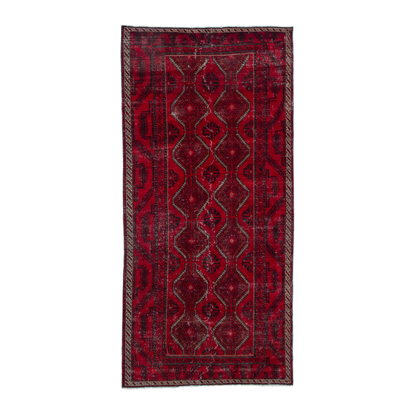 Persian Baluch runner rug in deep red and burgundy, 5'1" x 10'6"