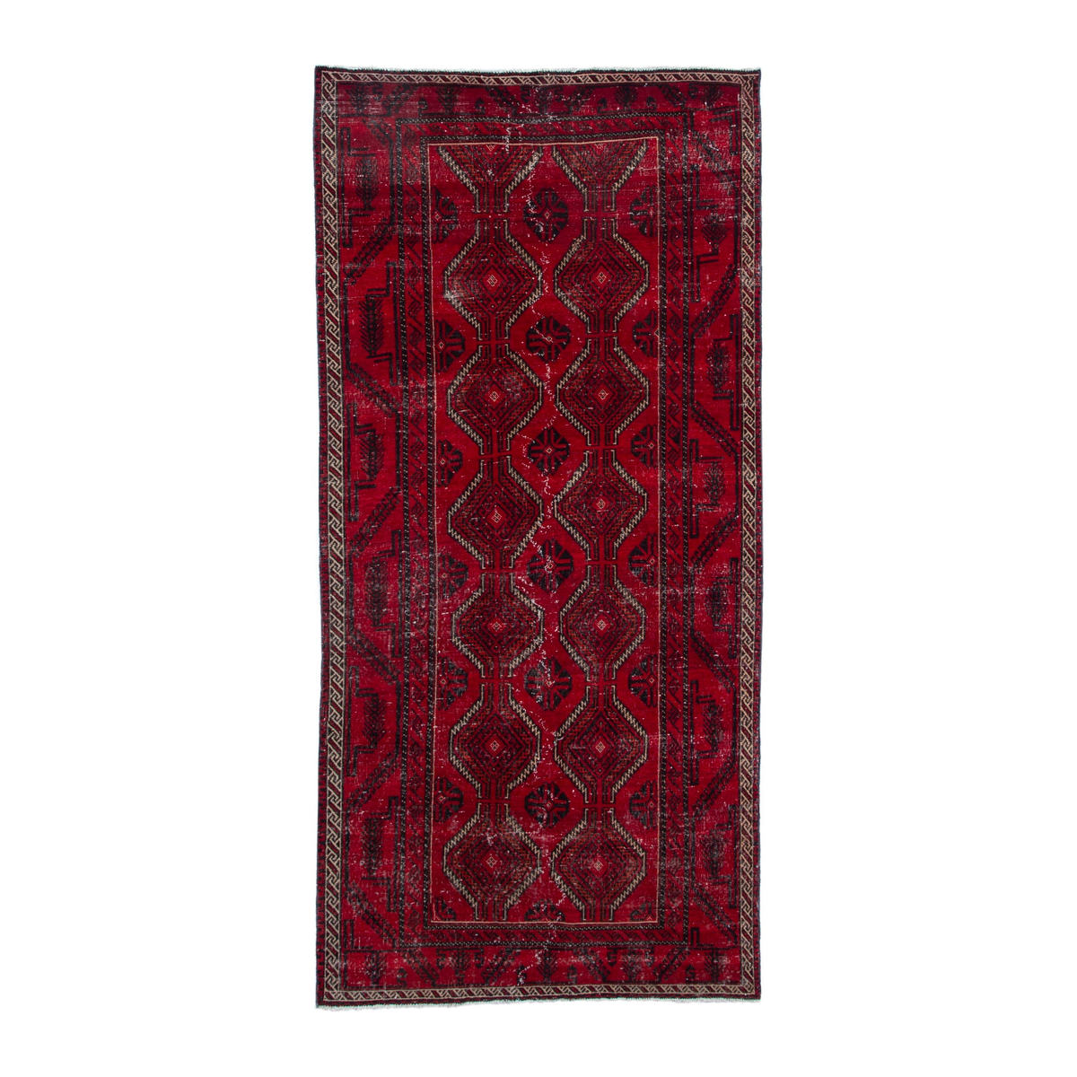 Persian Baluch area rug in deep red and burgundy, 5'1" x 10'6"
