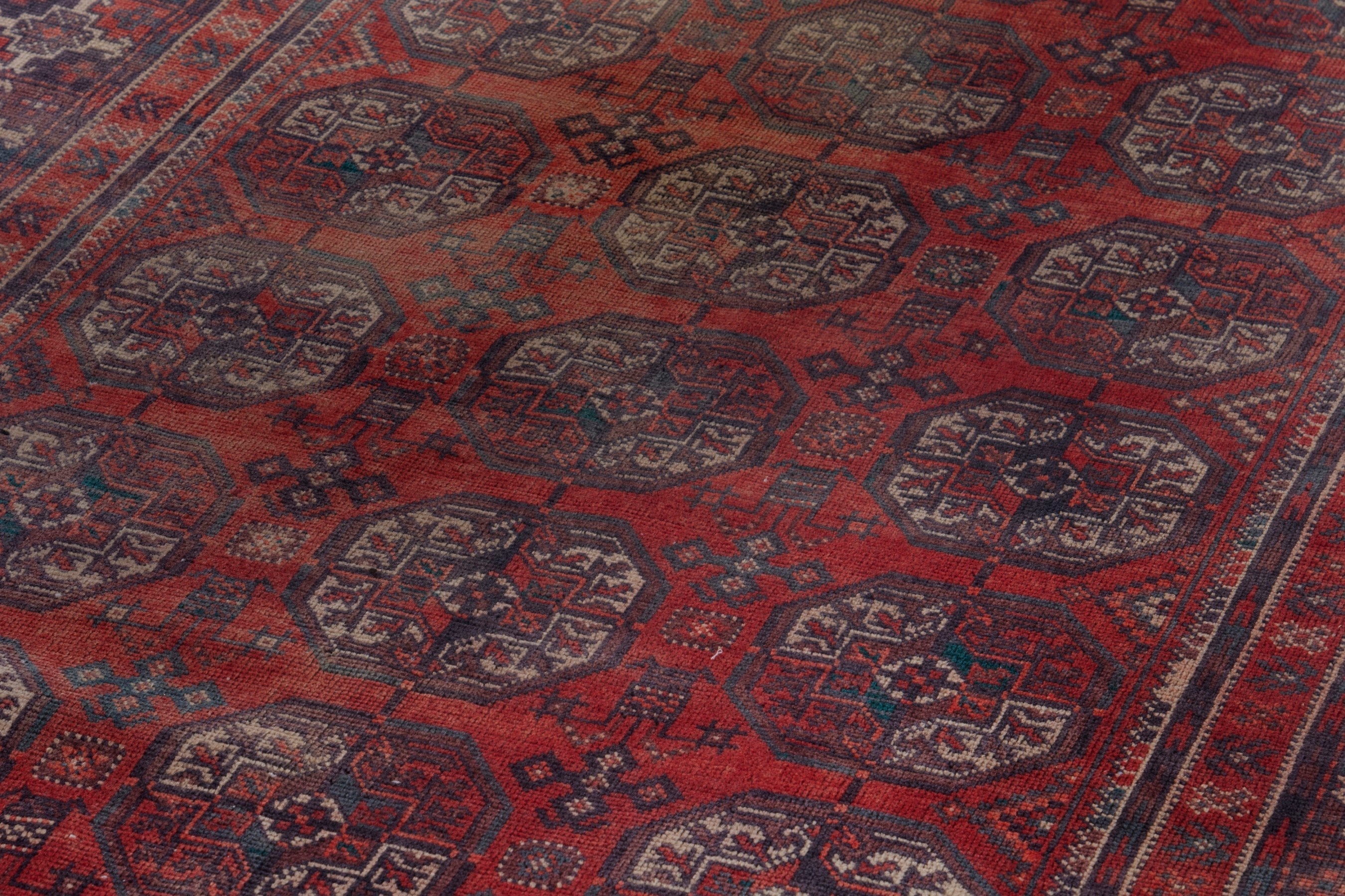 Persian Baluch runner rug in deep red and ochre, view 9 of 17