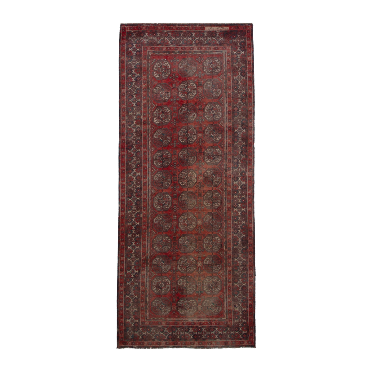 Persian Baluch runner rug in deep red and ochre, 3'8" x 9'8"