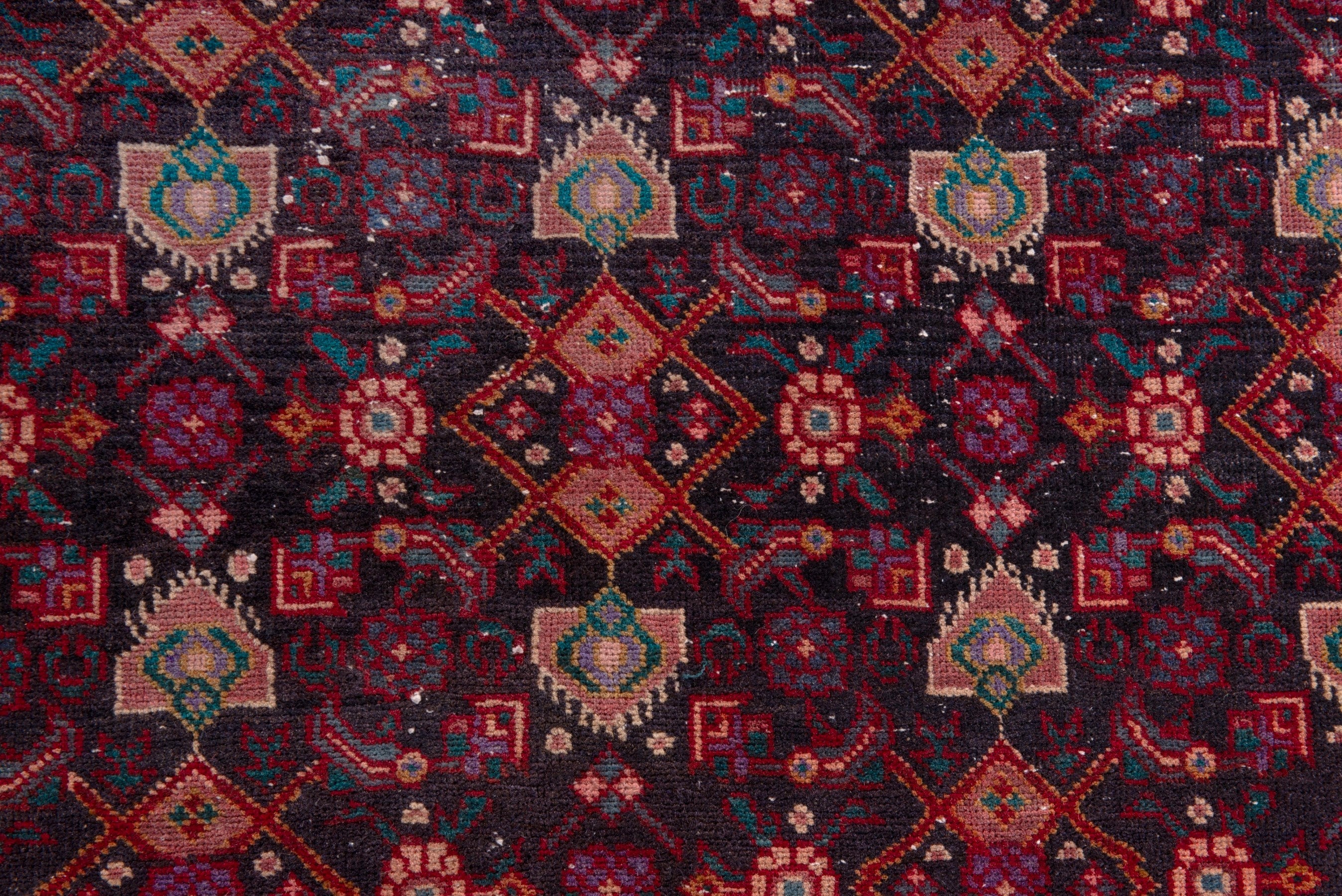 Persian Zanjan runner rug in burgundy and cream, view 11 of 19