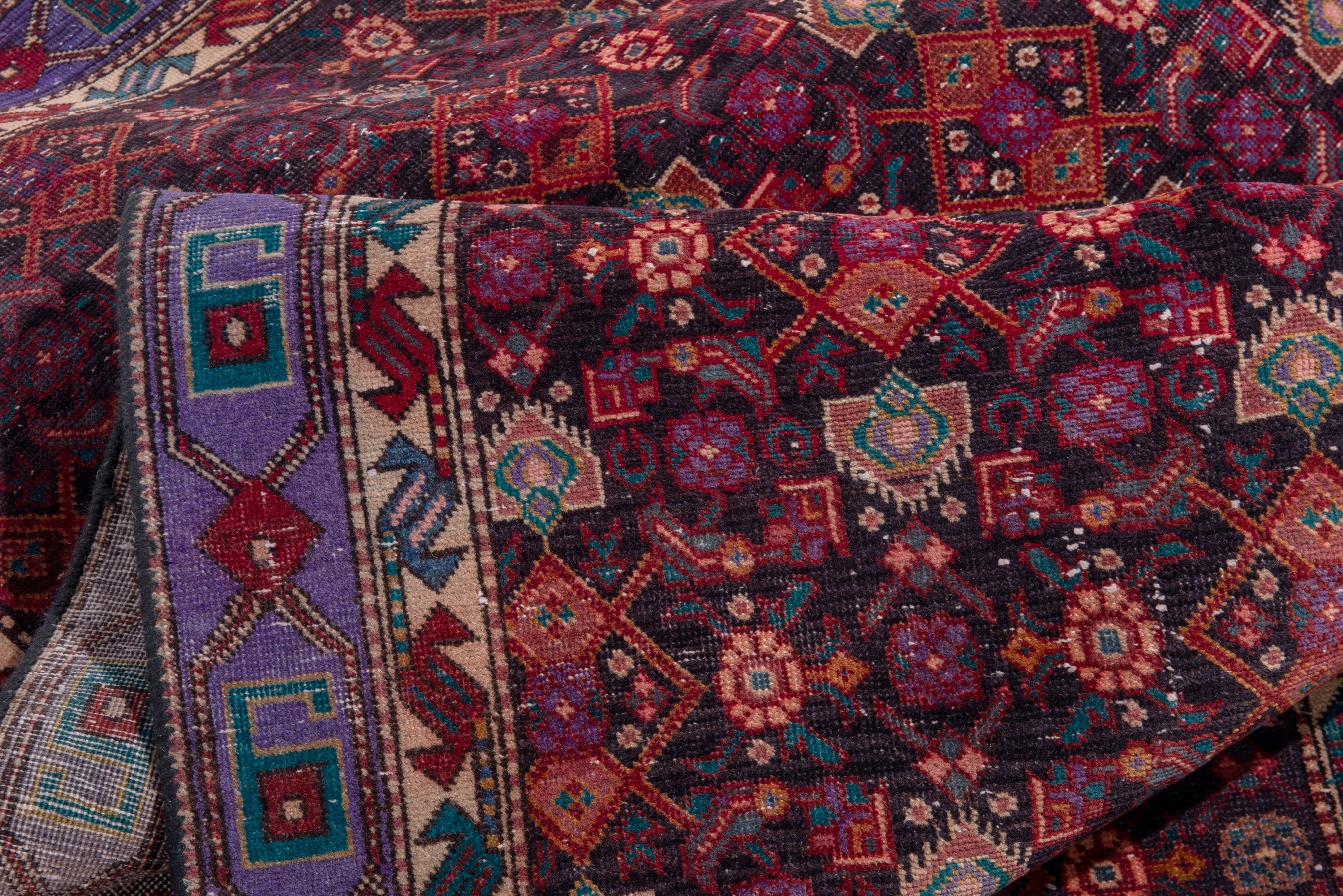 Persian Zanjan runner rug in burgundy and cream, view 16 of 19