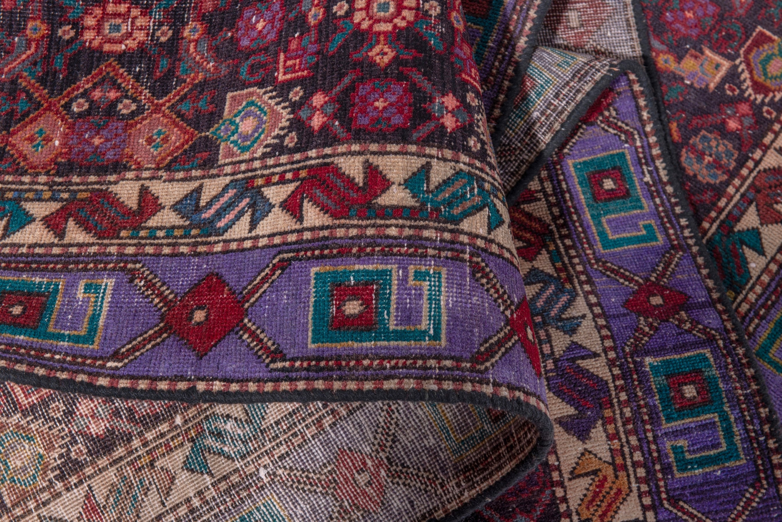 Persian Zanjan runner rug in burgundy and cream, view 18 of 19