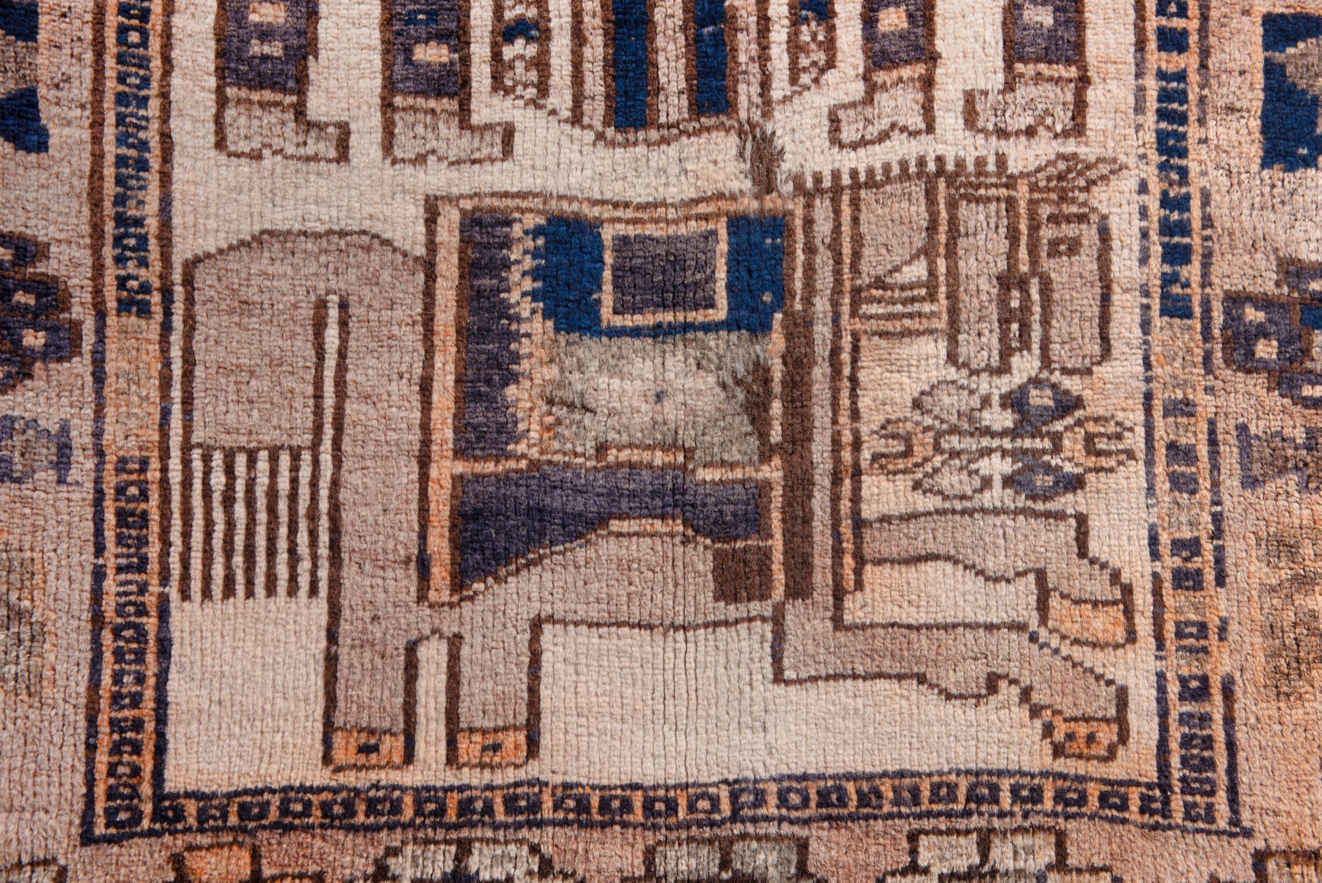 Persian Shiraz runner rug in cream and dark brown, view 11 of 18