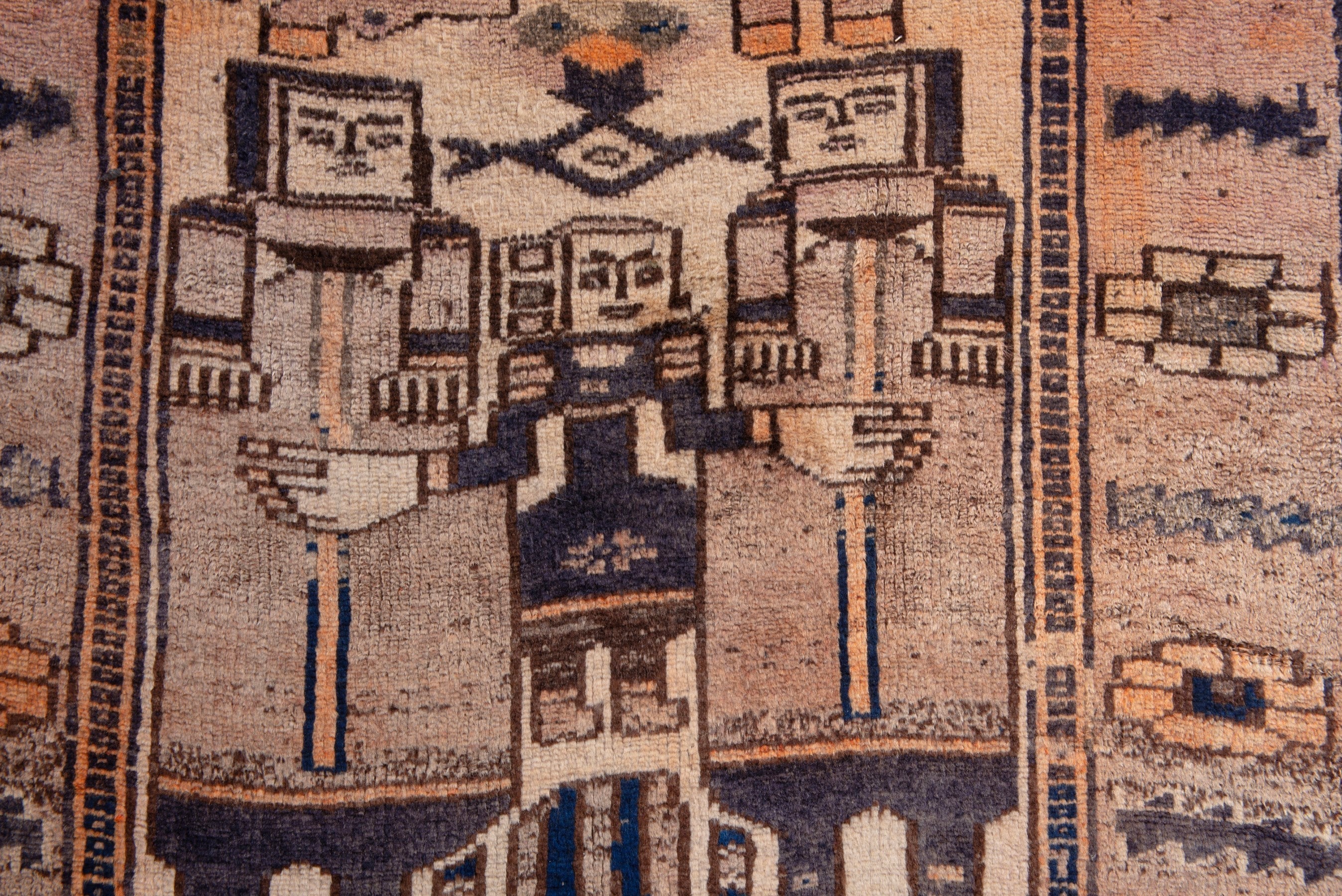 Persian Shiraz runner rug in cream and dark brown, view 12 of 18