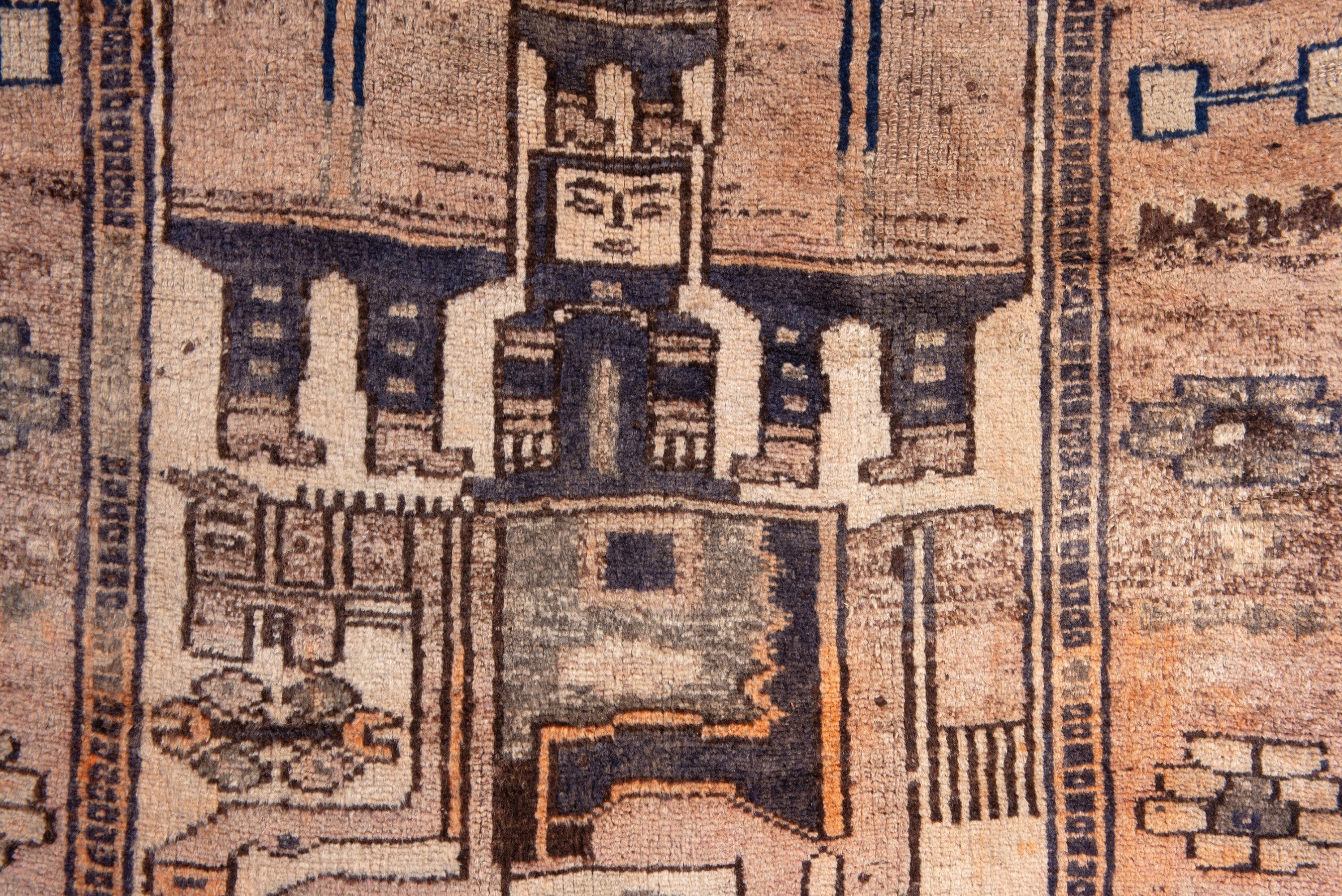 Persian Shiraz runner rug in cream and dark brown, view 13 of 18