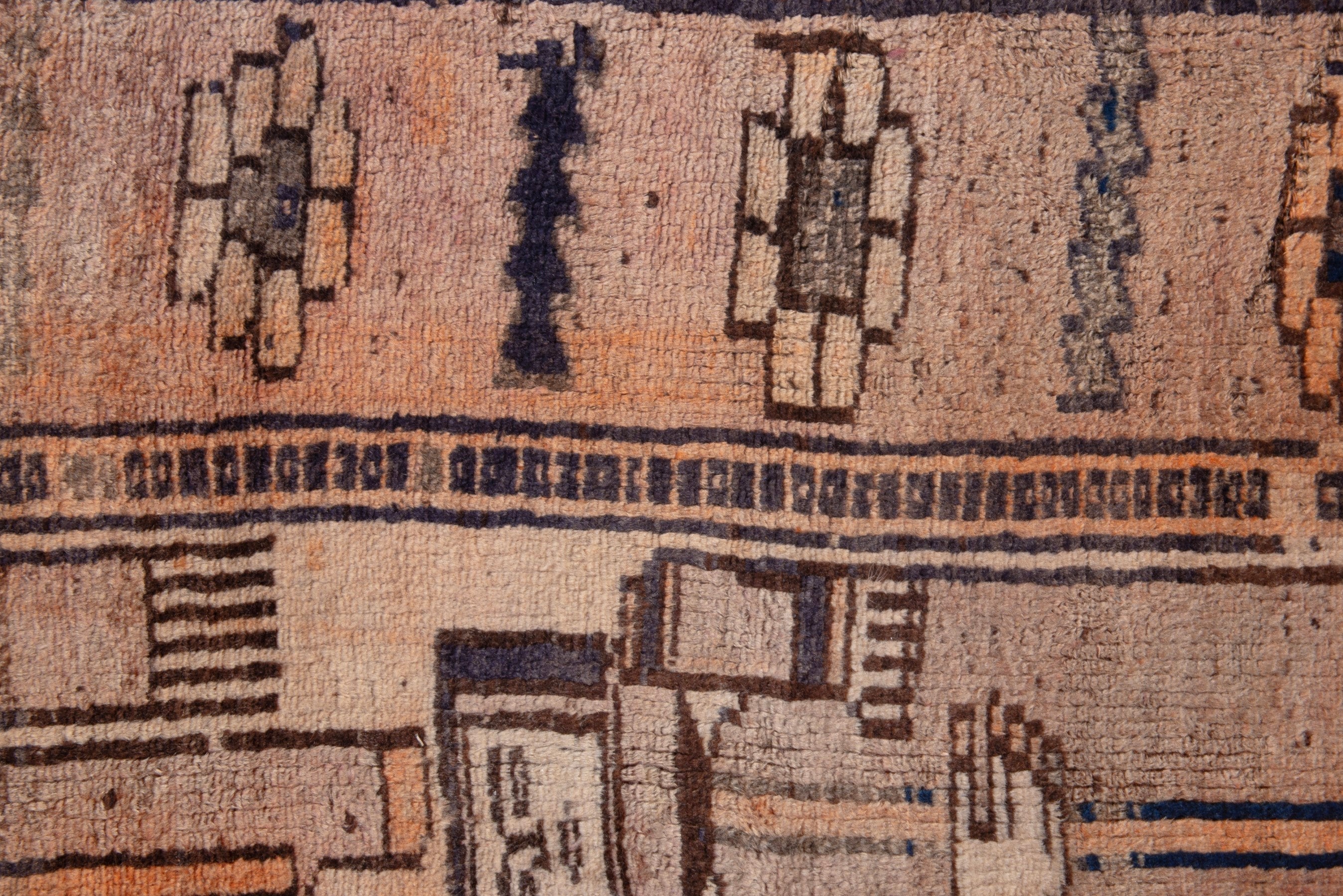 Persian Shiraz runner rug in cream and dark brown, view 14 of 18