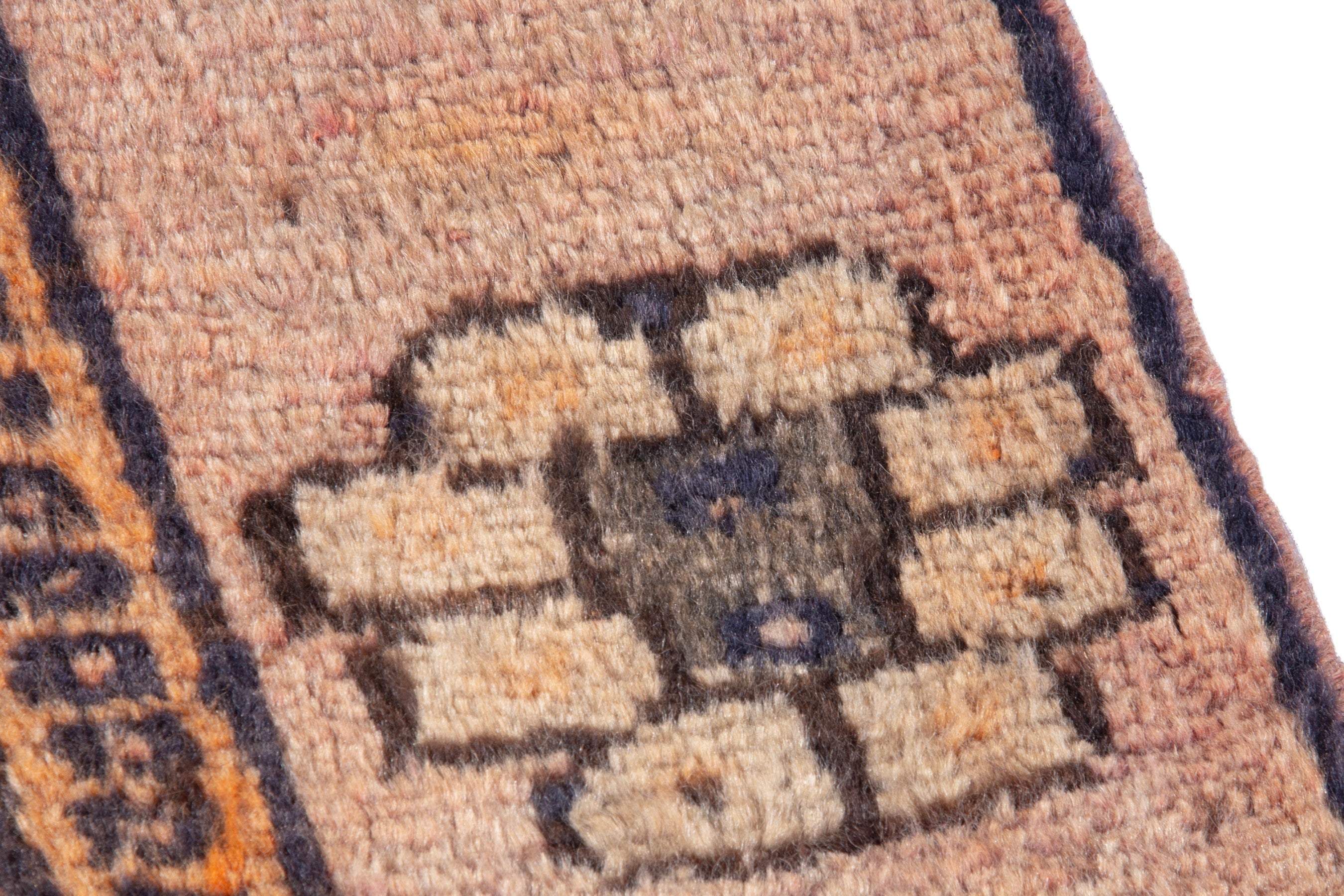 Persian Shiraz runner rug in cream and dark brown, view 7 of 18