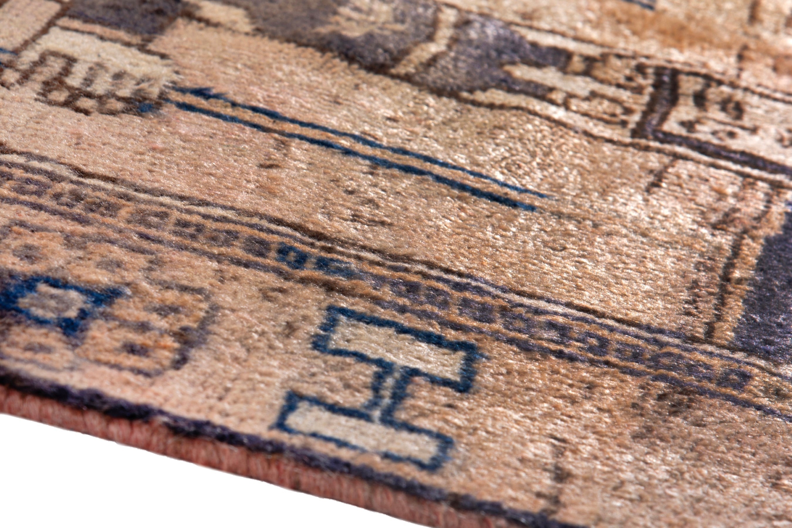 Persian Shiraz runner rug in cream and dark brown, view 8 of 18