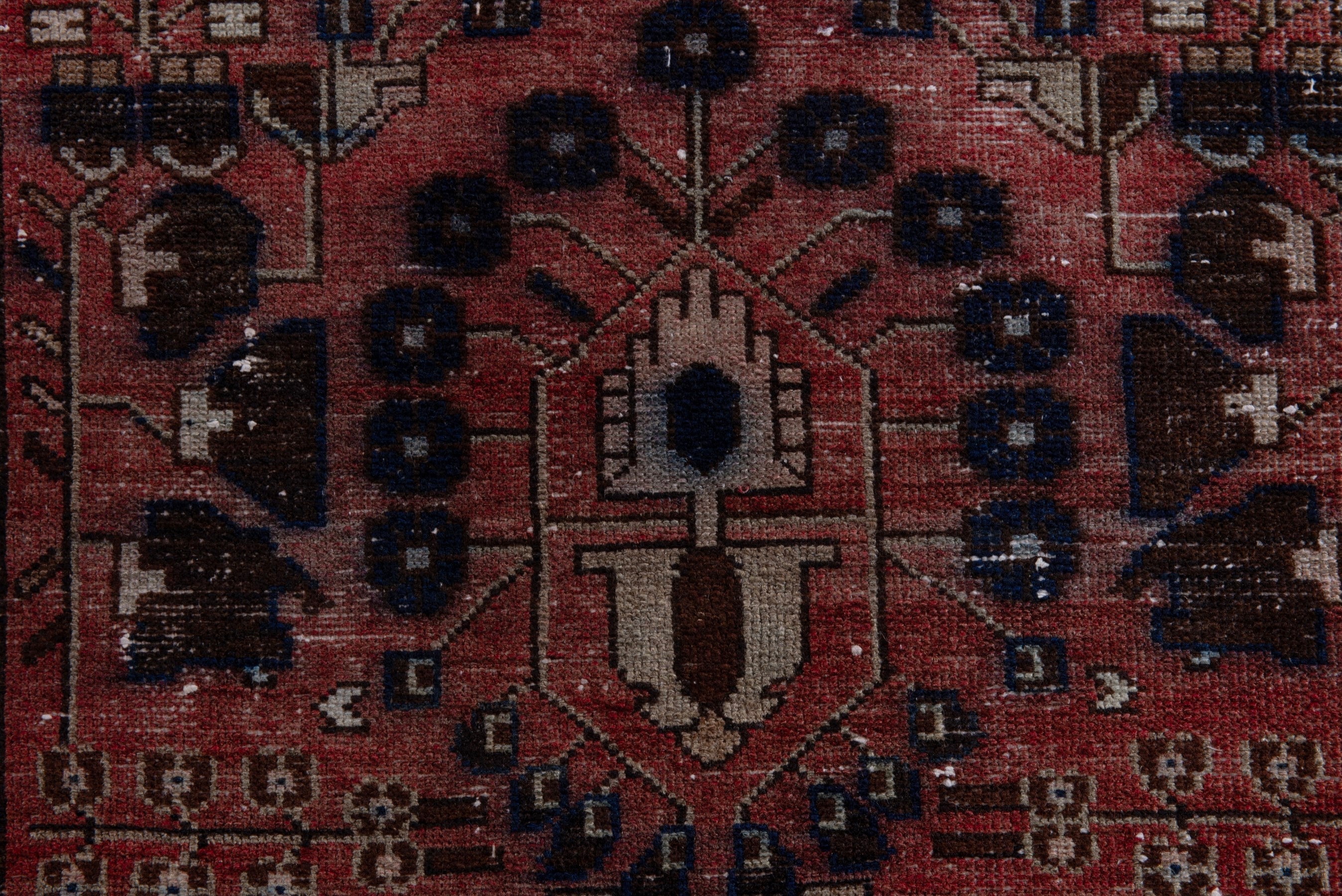 Persian Hamedan runner rug in rust and navy, view 10 of 16