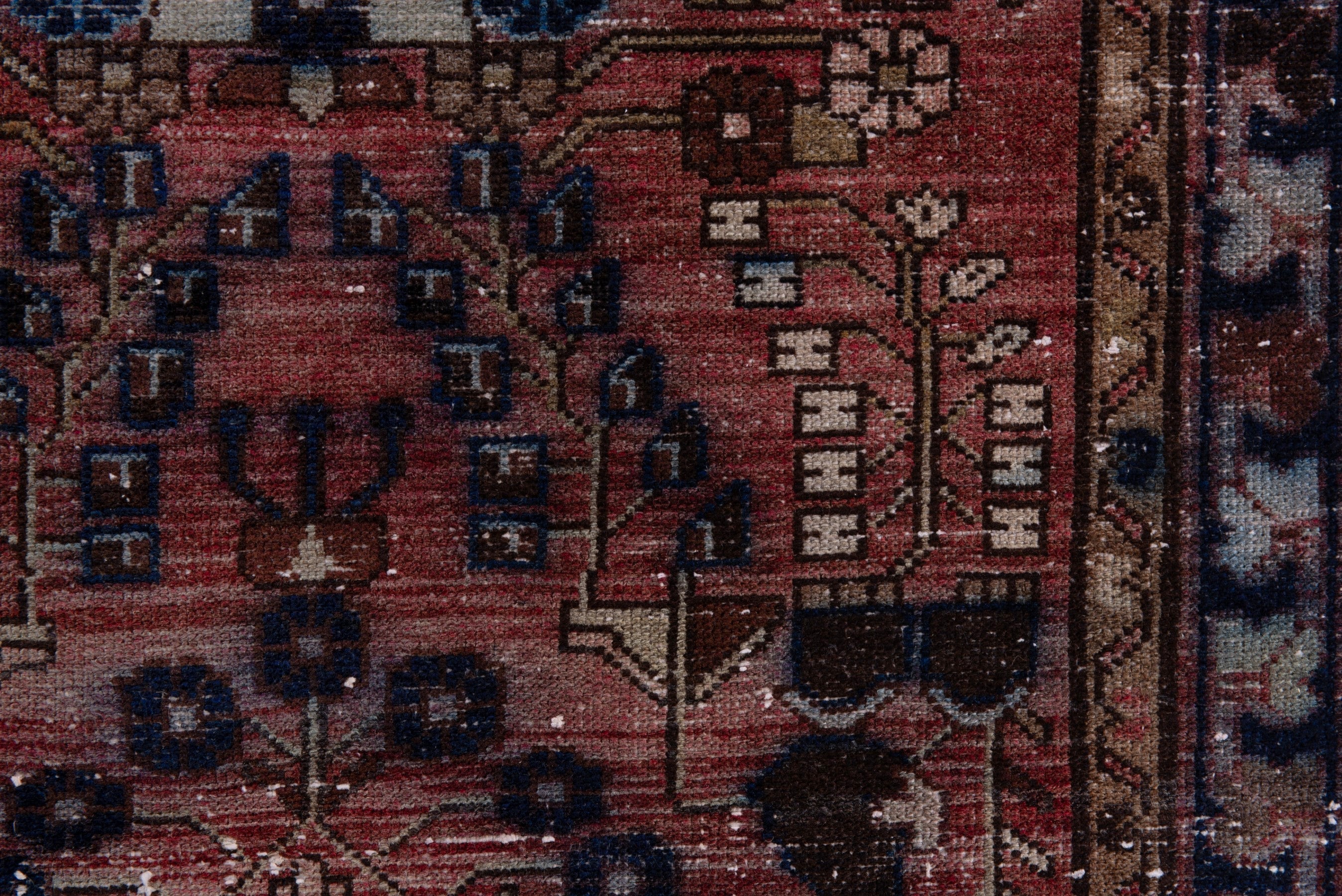 Persian Hamedan runner rug in rust and navy, view 11 of 16