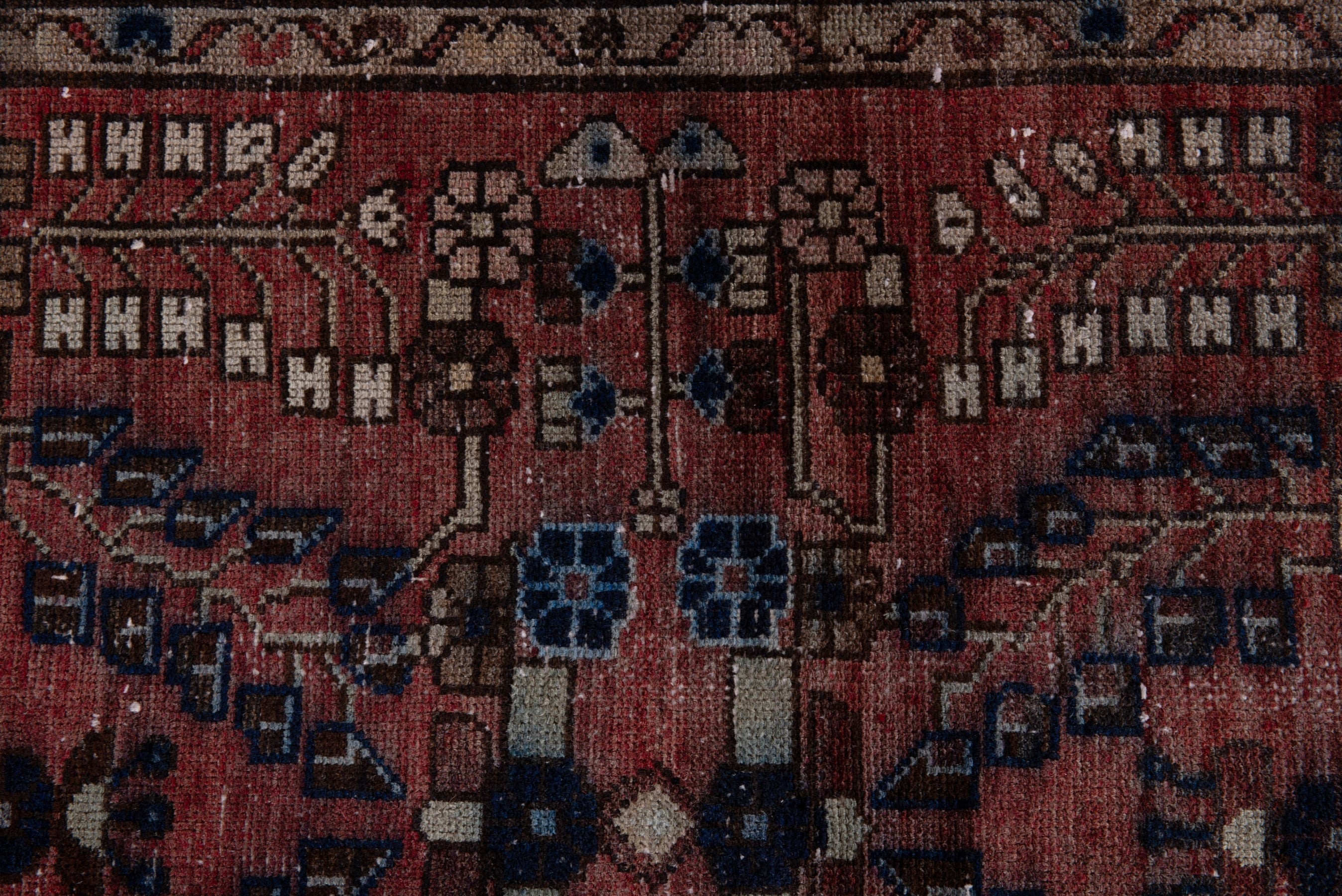 Persian Hamedan runner rug in rust and navy, view 12 of 16