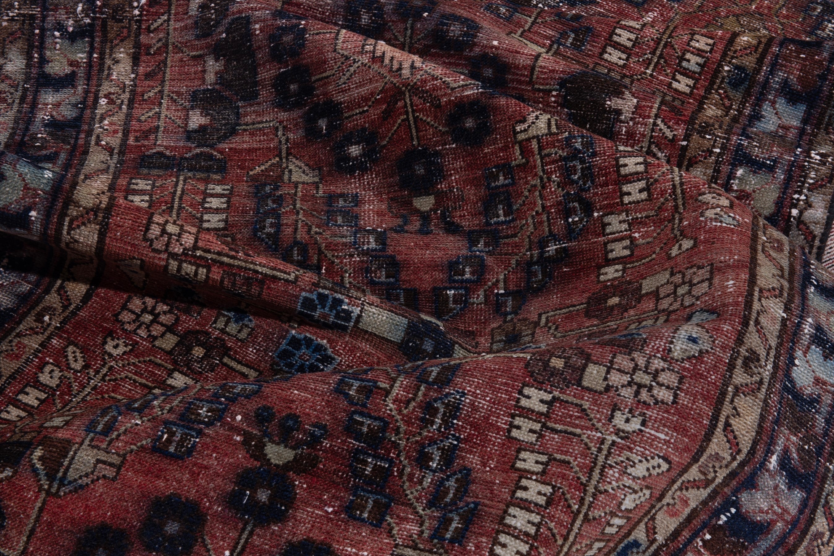 Persian Hamedan runner rug in rust and navy, view 13 of 16