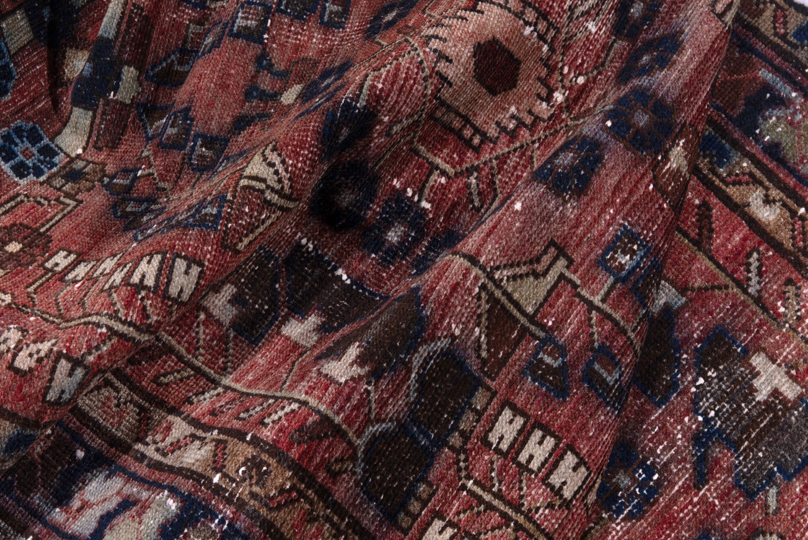 Persian Hamedan runner rug in rust and navy, view 15 of 16
