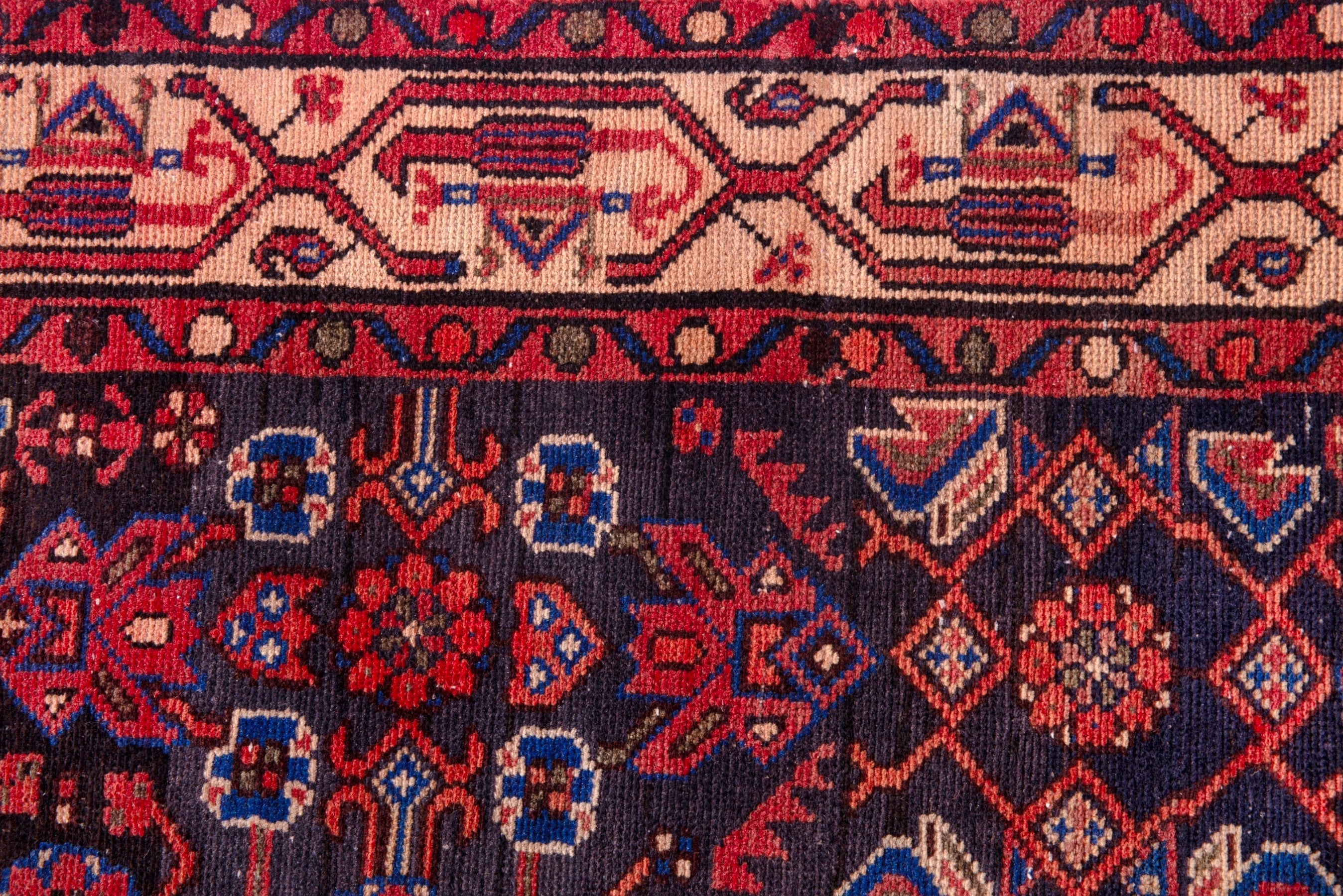 Persian Hamedan runner rug in deep red and navy, view 12 of 17