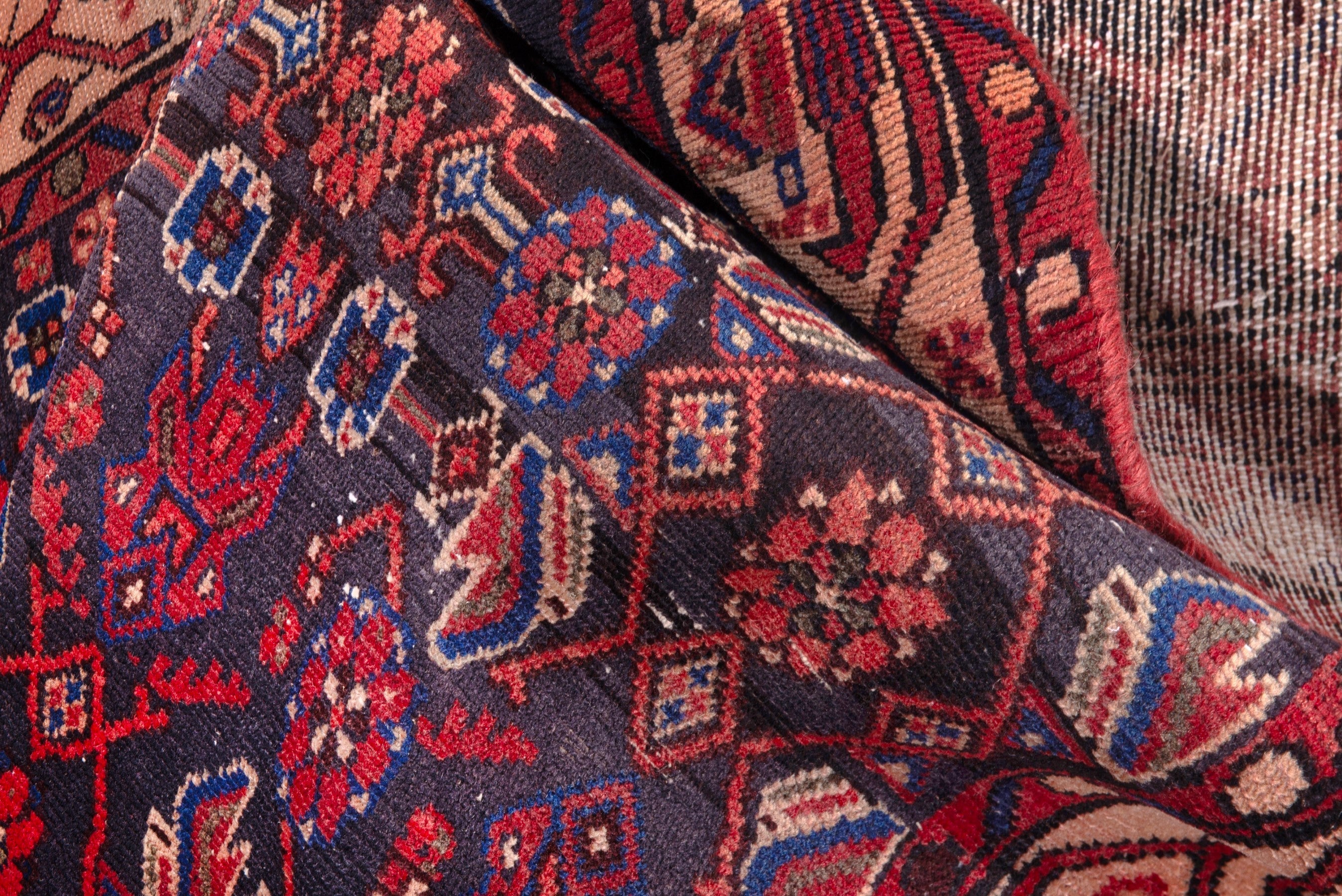 Persian Hamedan runner rug in deep red and navy, view 15 of 17