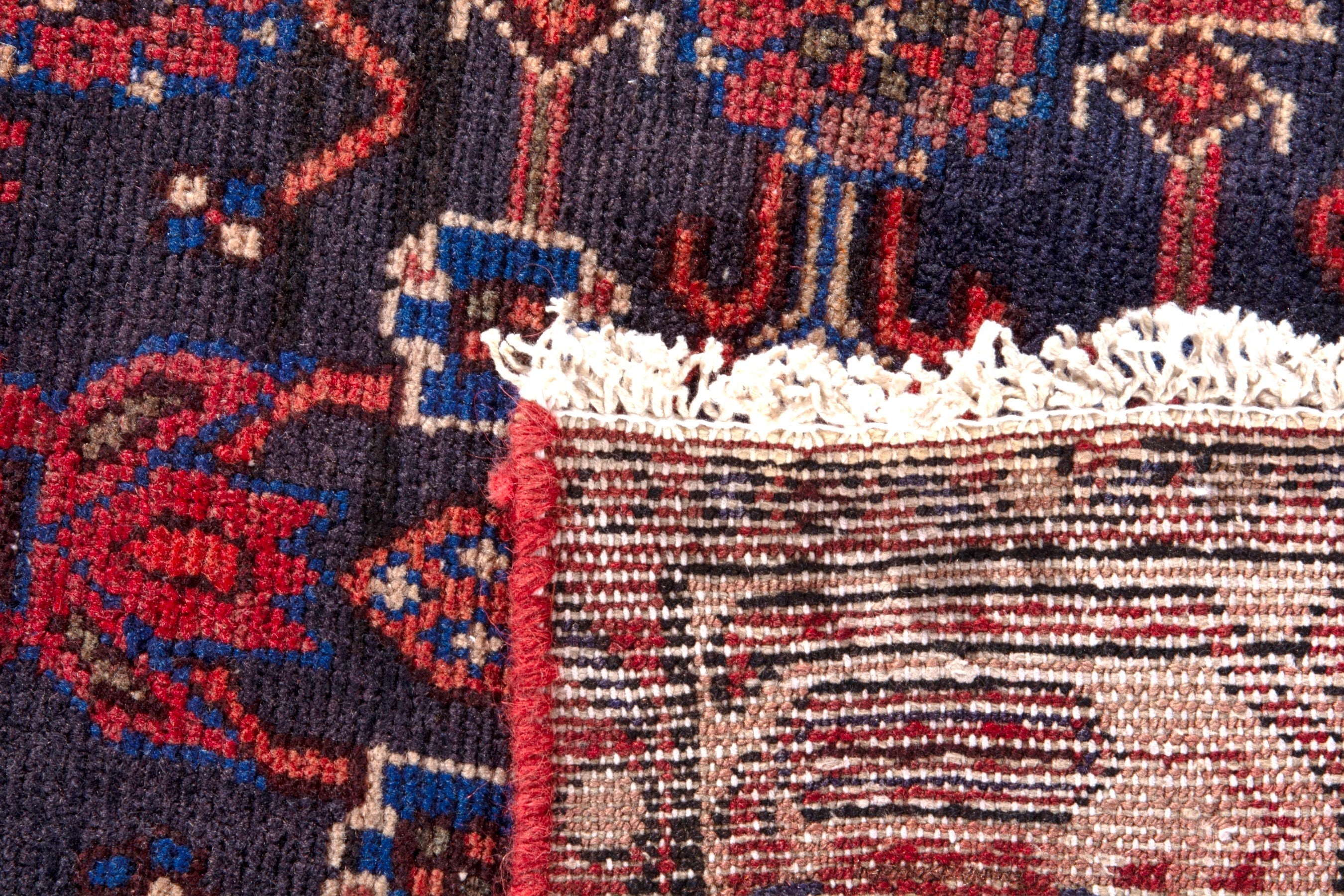 Persian Hamedan runner rug in deep red and navy, view 17 of 17
