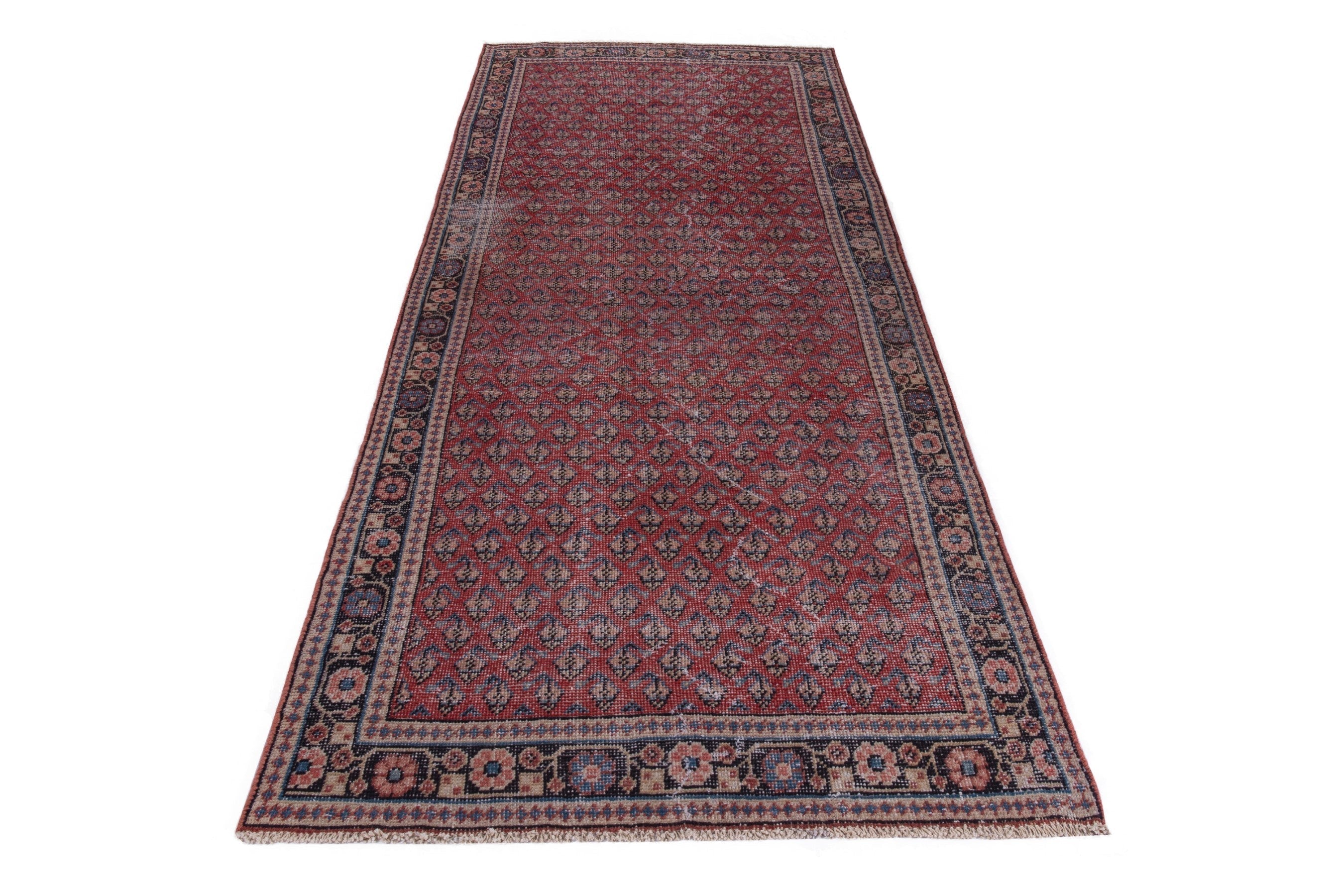 Persian Arak runner rug in deep red and dark brown, view 2 of 16