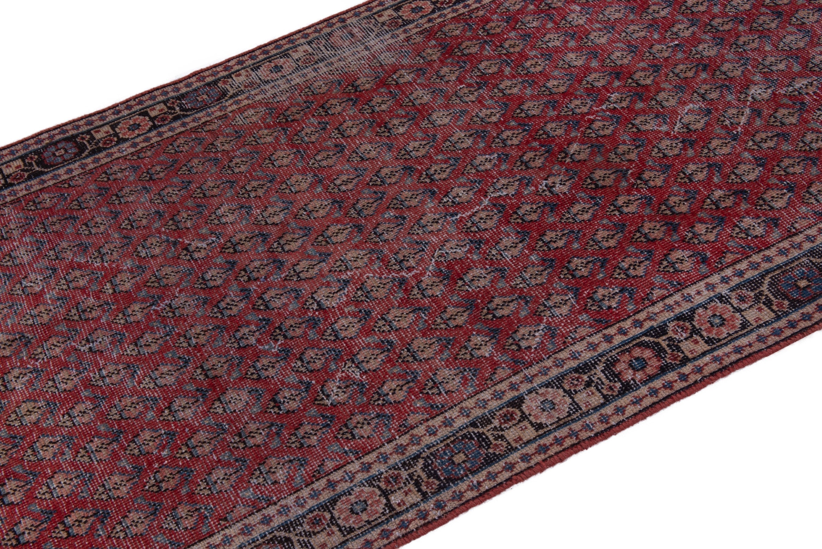 Persian Arak runner rug in deep red and dark brown, view 6 of 16