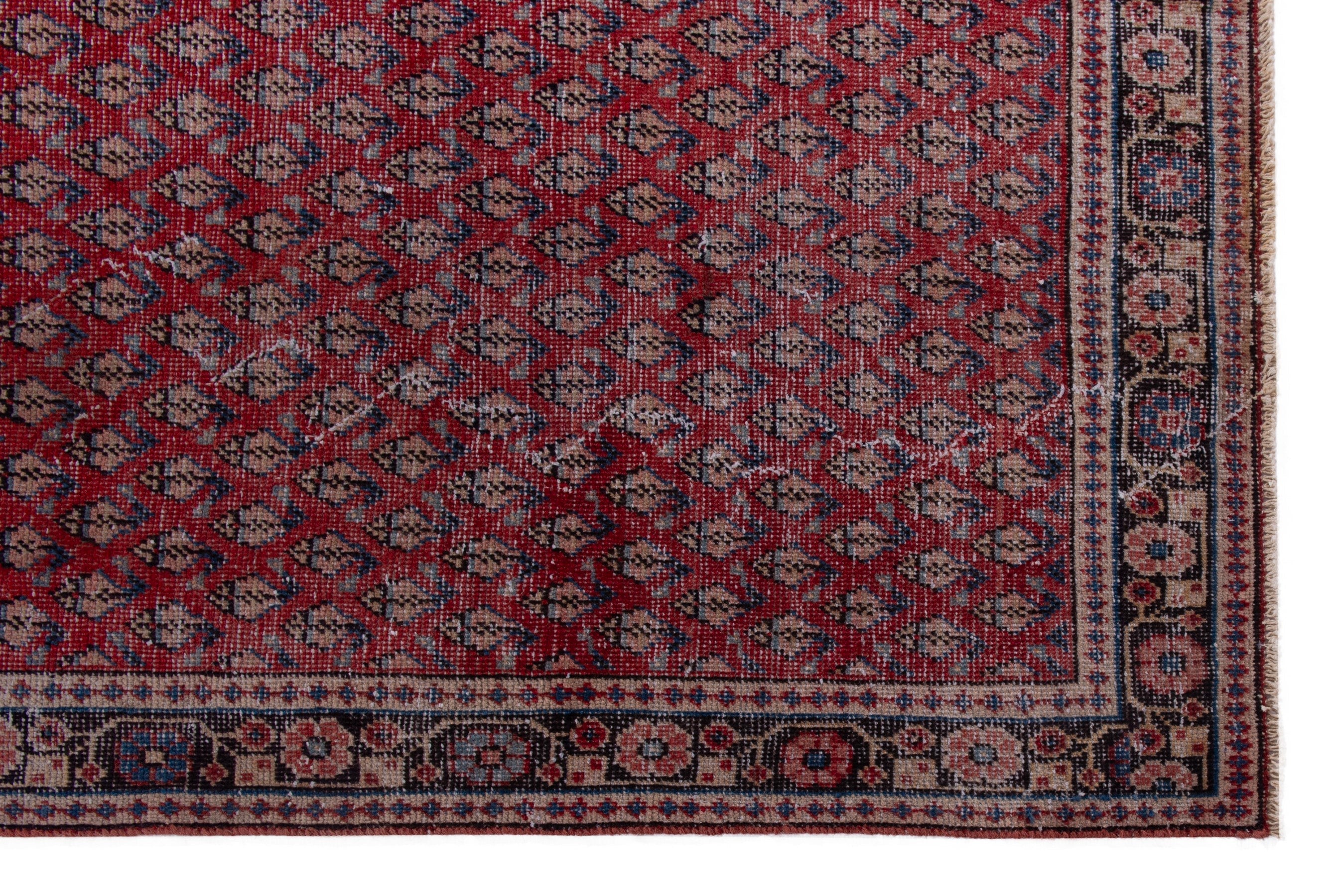 Persian Arak runner rug in deep red and dark brown, view 5 of 16
