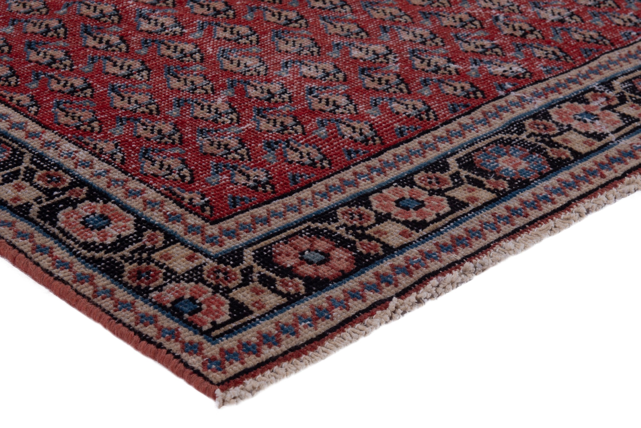 Persian Arak runner rug in deep red and dark brown, view 4 of 16