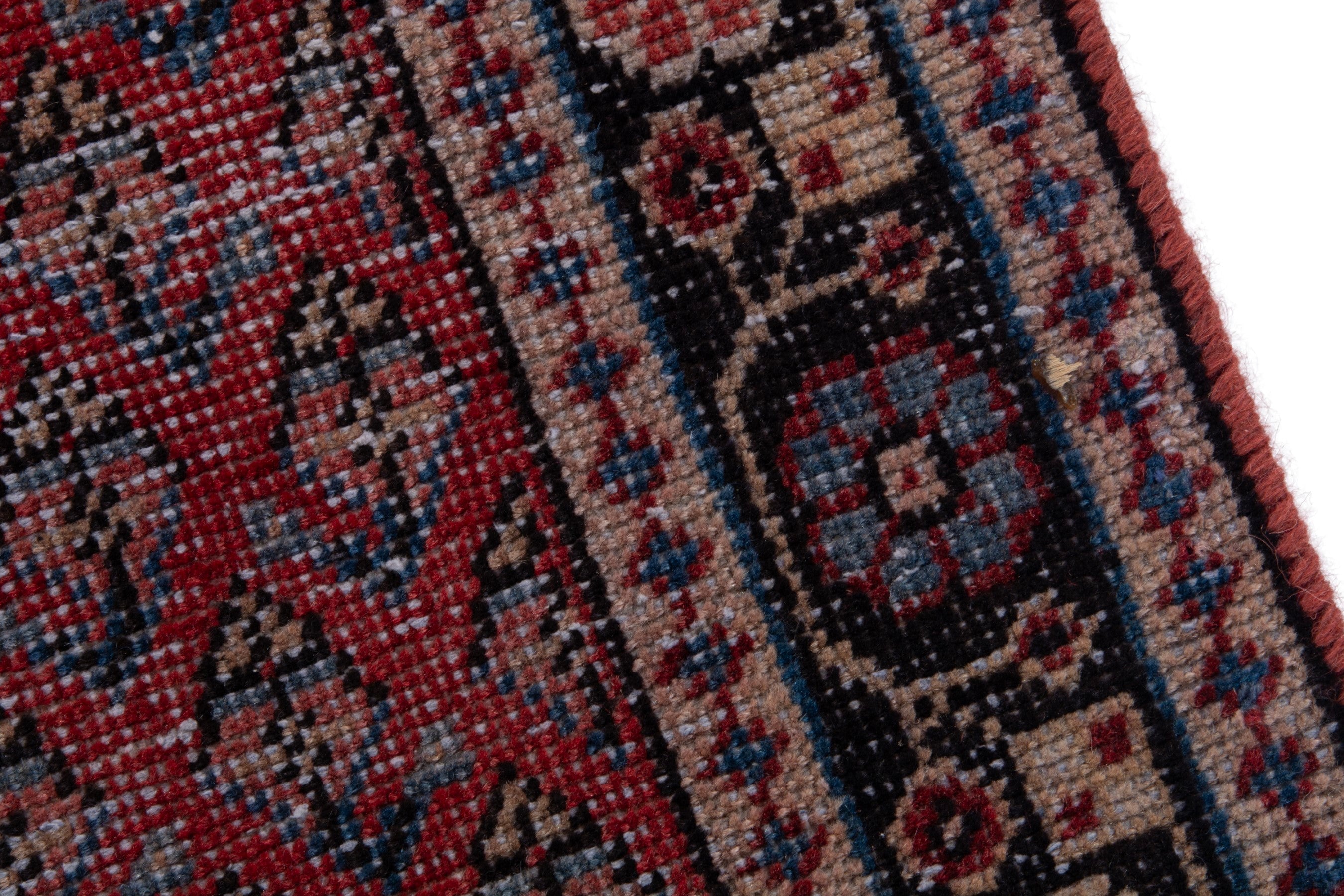 Persian Arak runner rug in deep red and dark brown, view 7 of 16