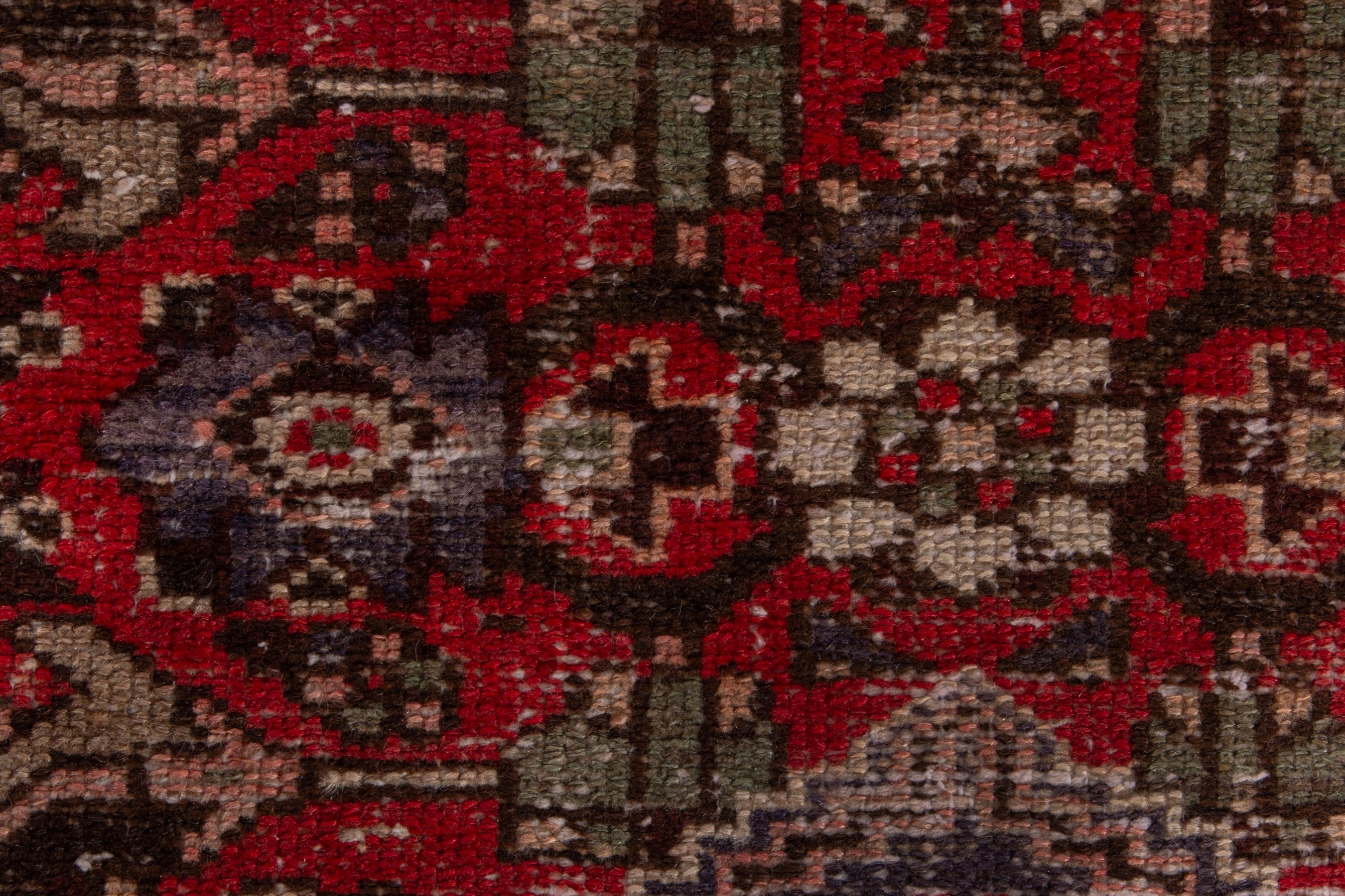 Persian Zanjan runner rug in deep red and taupe, view 10 of 16