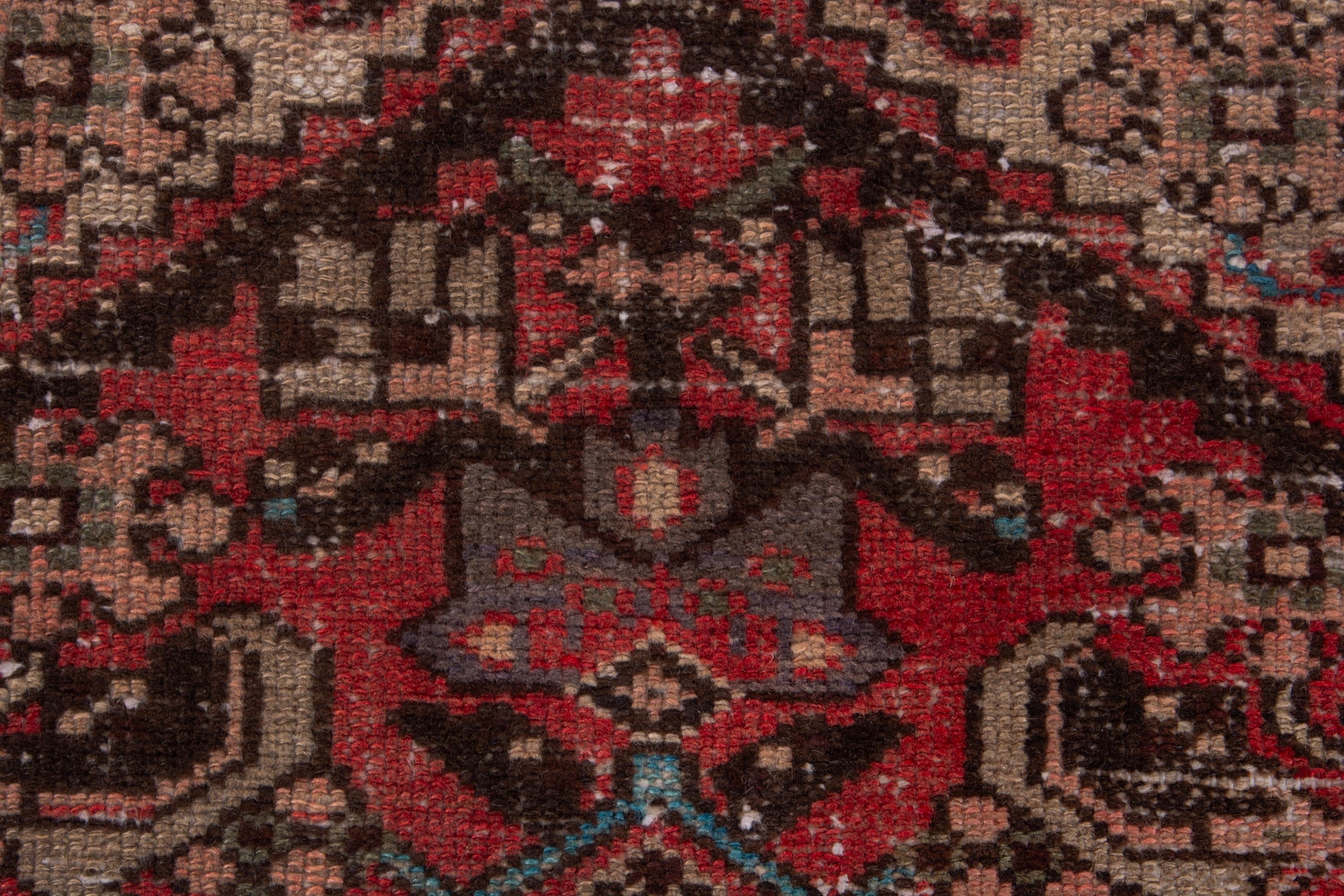 Persian Zanjan runner rug in deep red and taupe, view 11 of 16